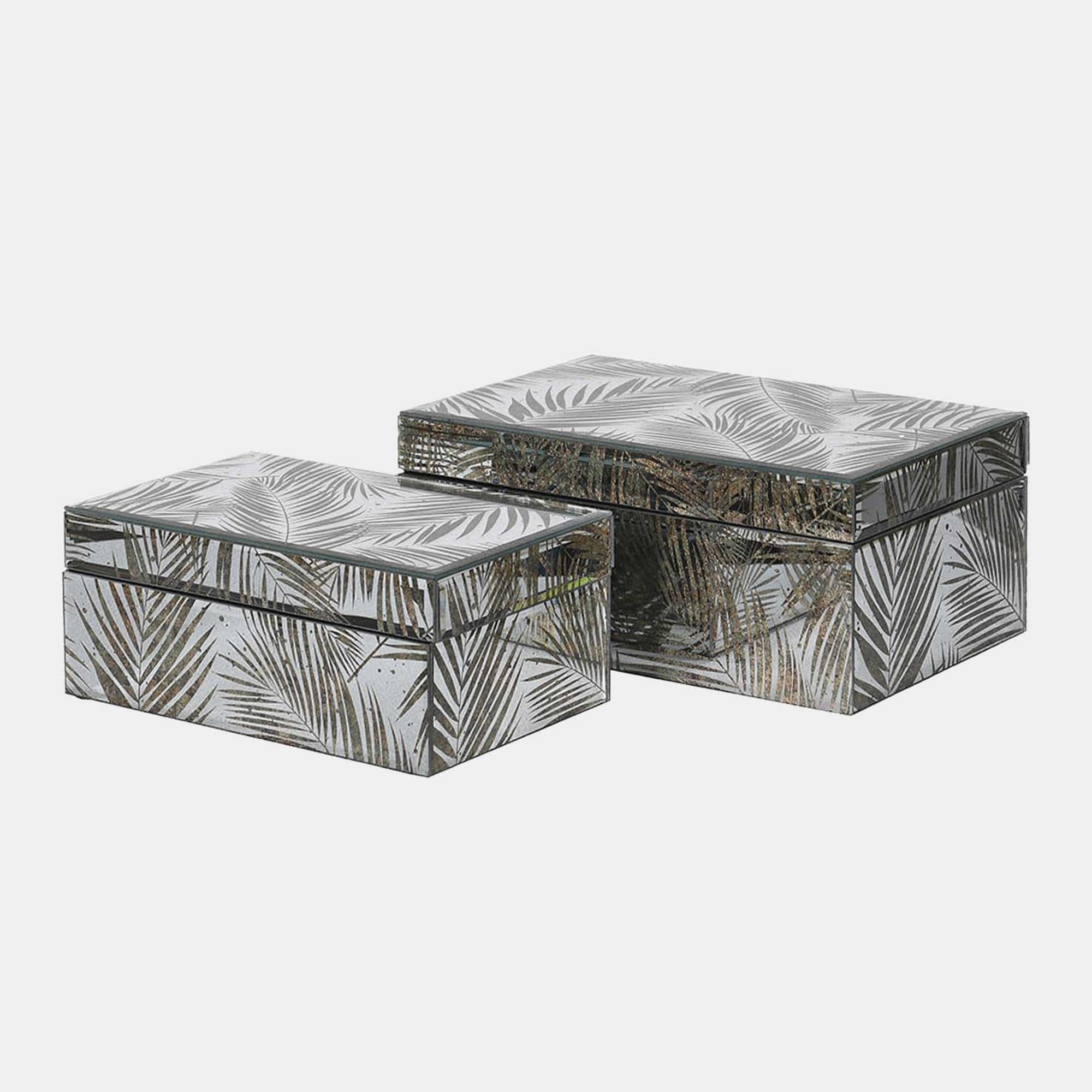 Palm Leaf Print - Jewellery Boxes Set of 2