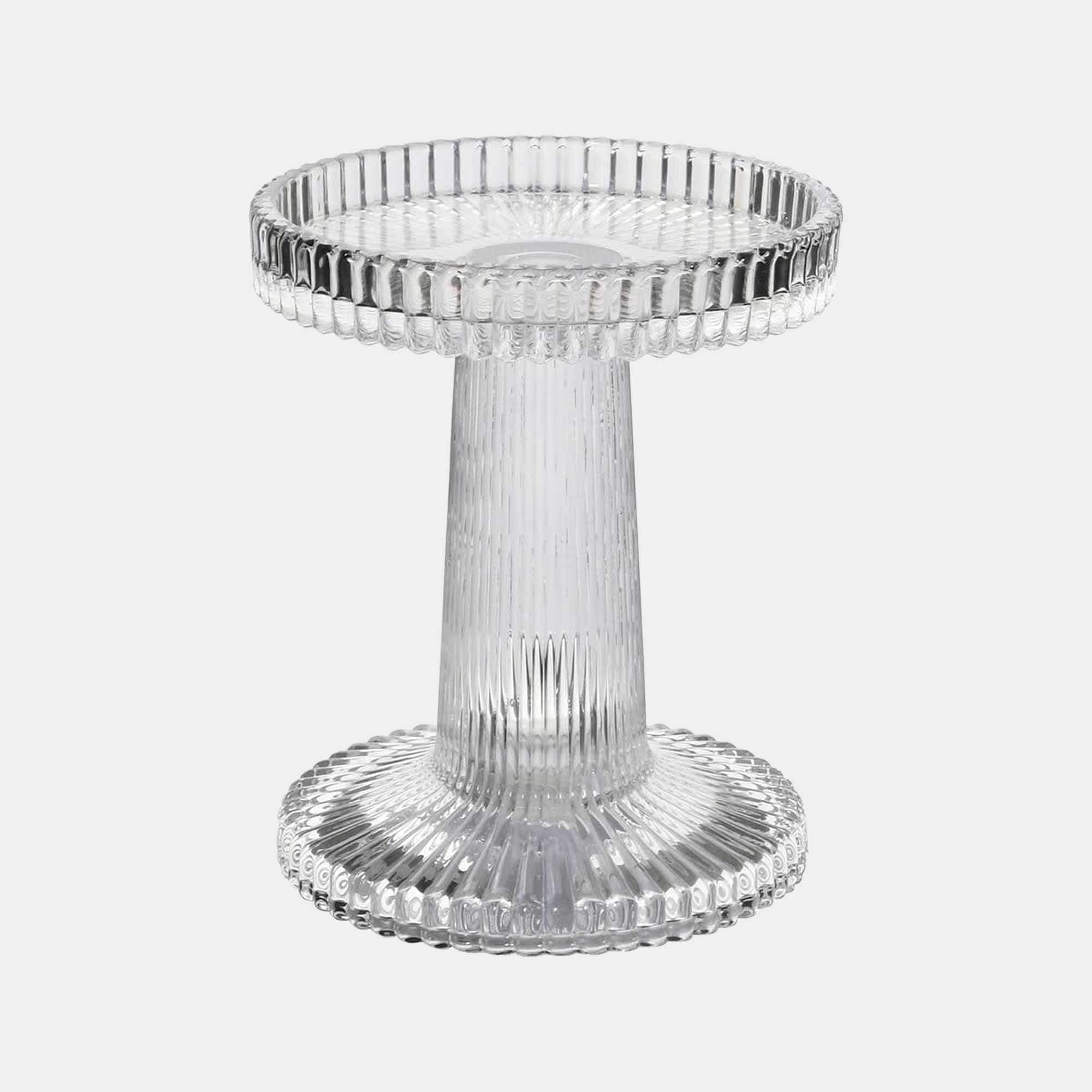 Ribbed - Small Glass Candle Holder