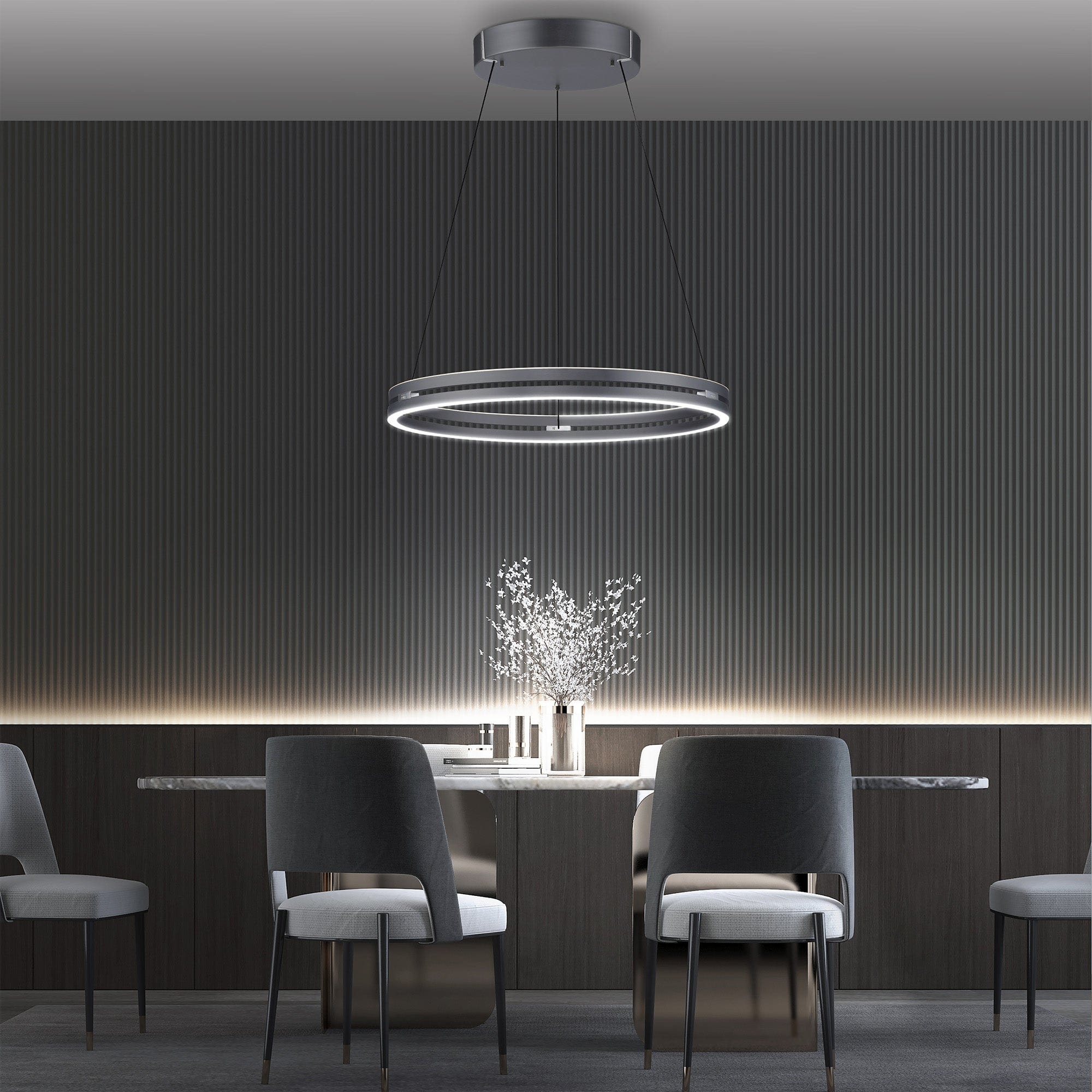 Elevar - Grey LED Ring Pendant