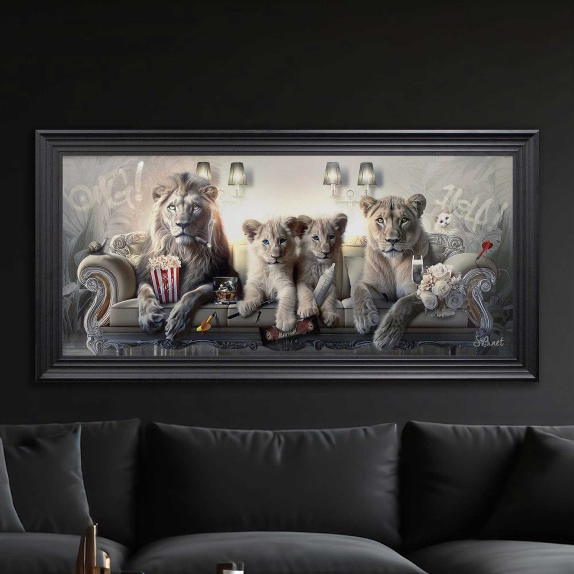 Pano Lion Luxury - Framed Wall Art Print By Binet