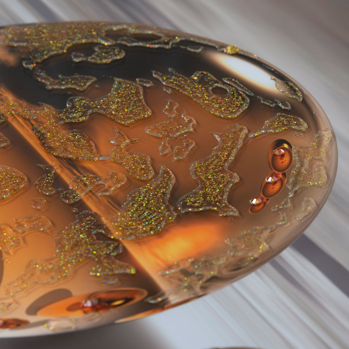 Golden Spheres - Framed Liquid Wall Art