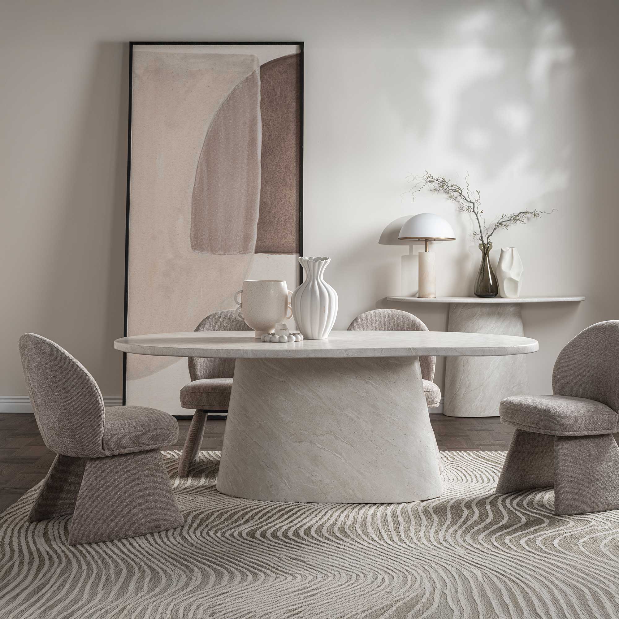 Turi - Travertine Effect Lamp Table