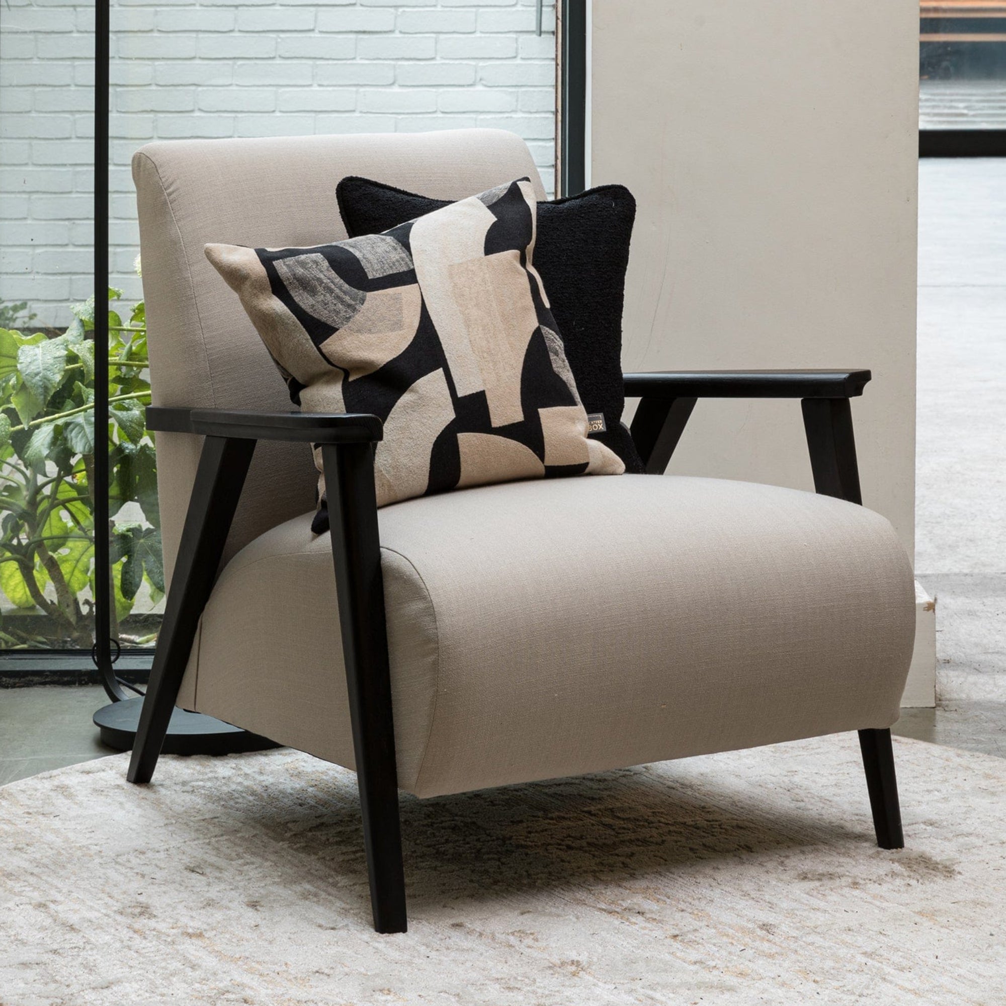 Clarence - Black Natural Cushion 43x43cm