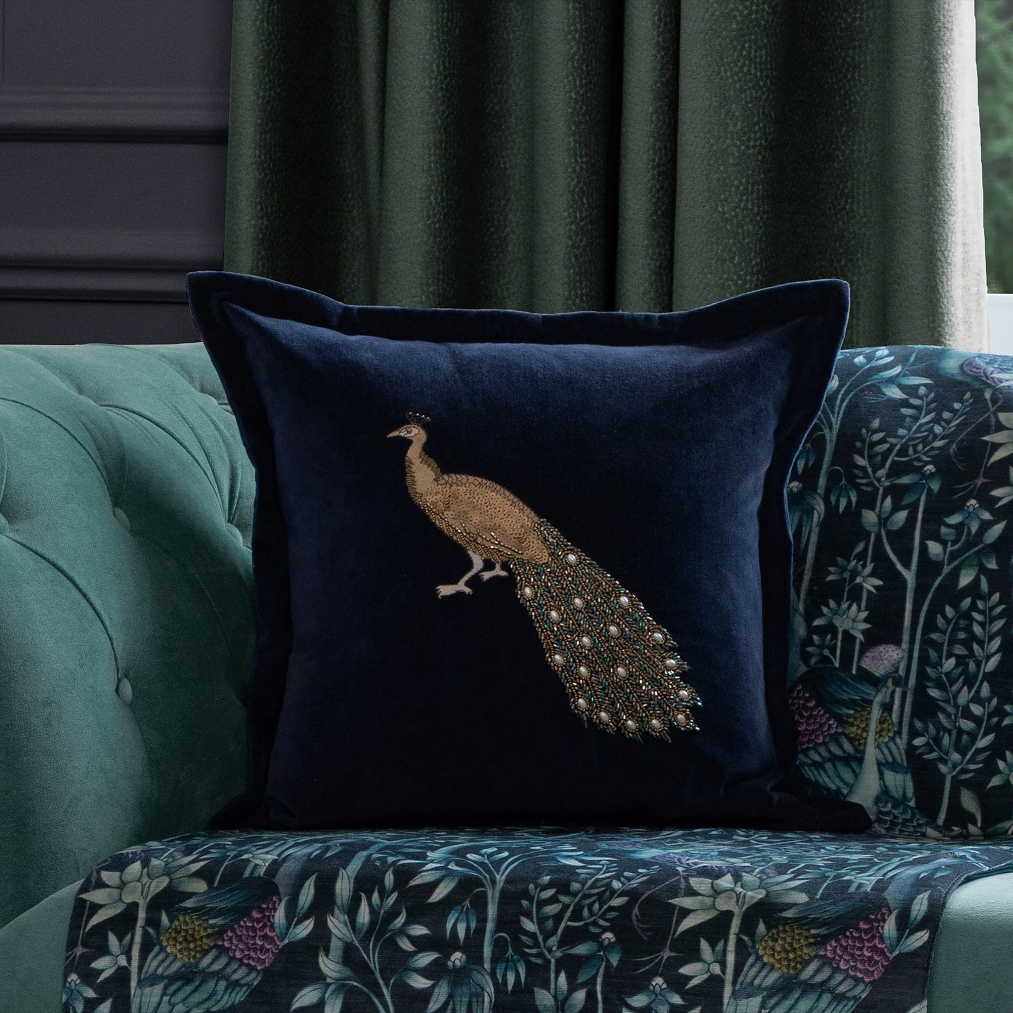 Emperor - Midnight Embroidered Cushion 55x55cm