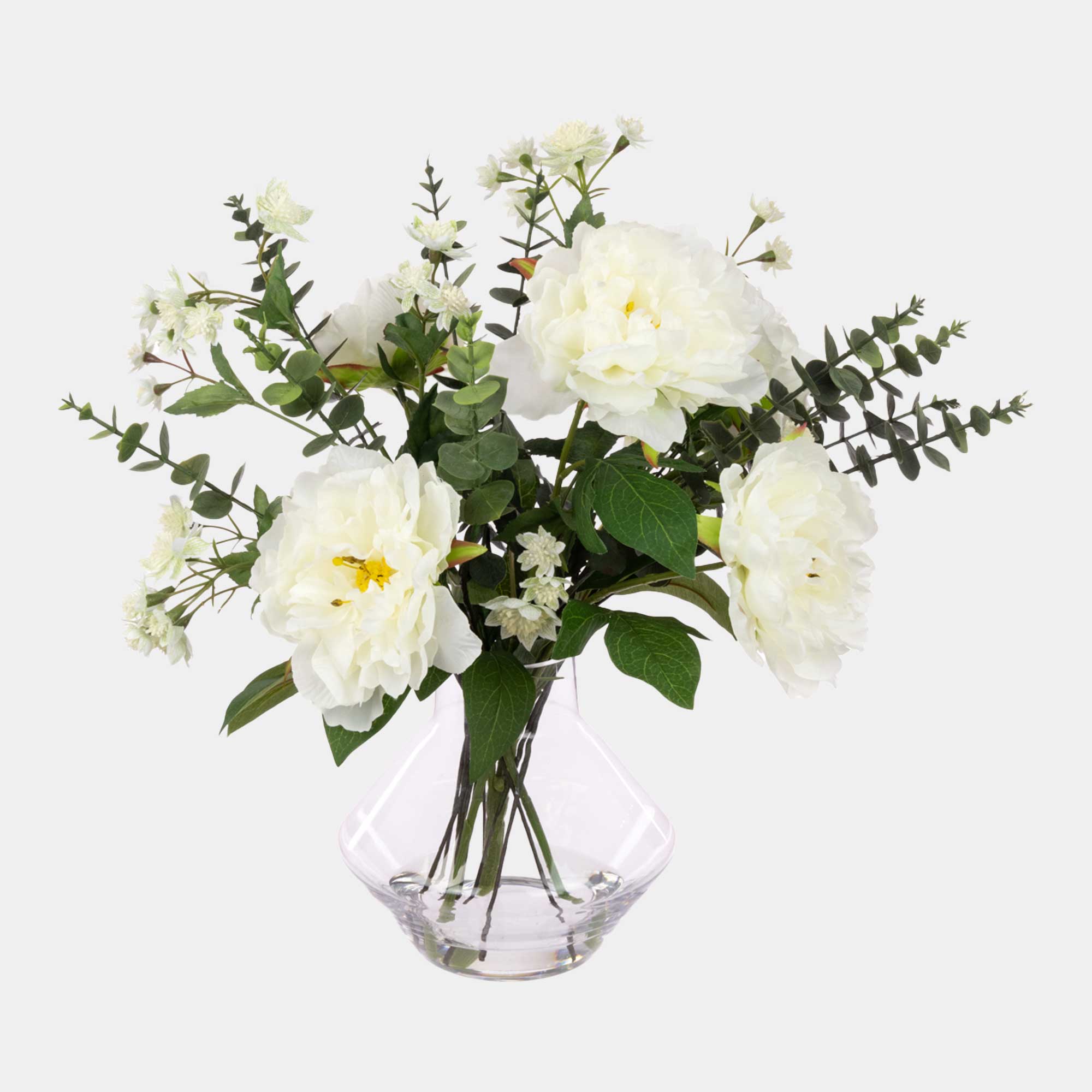 Peony & Eucalyptus - Arrangement in Glass Vase