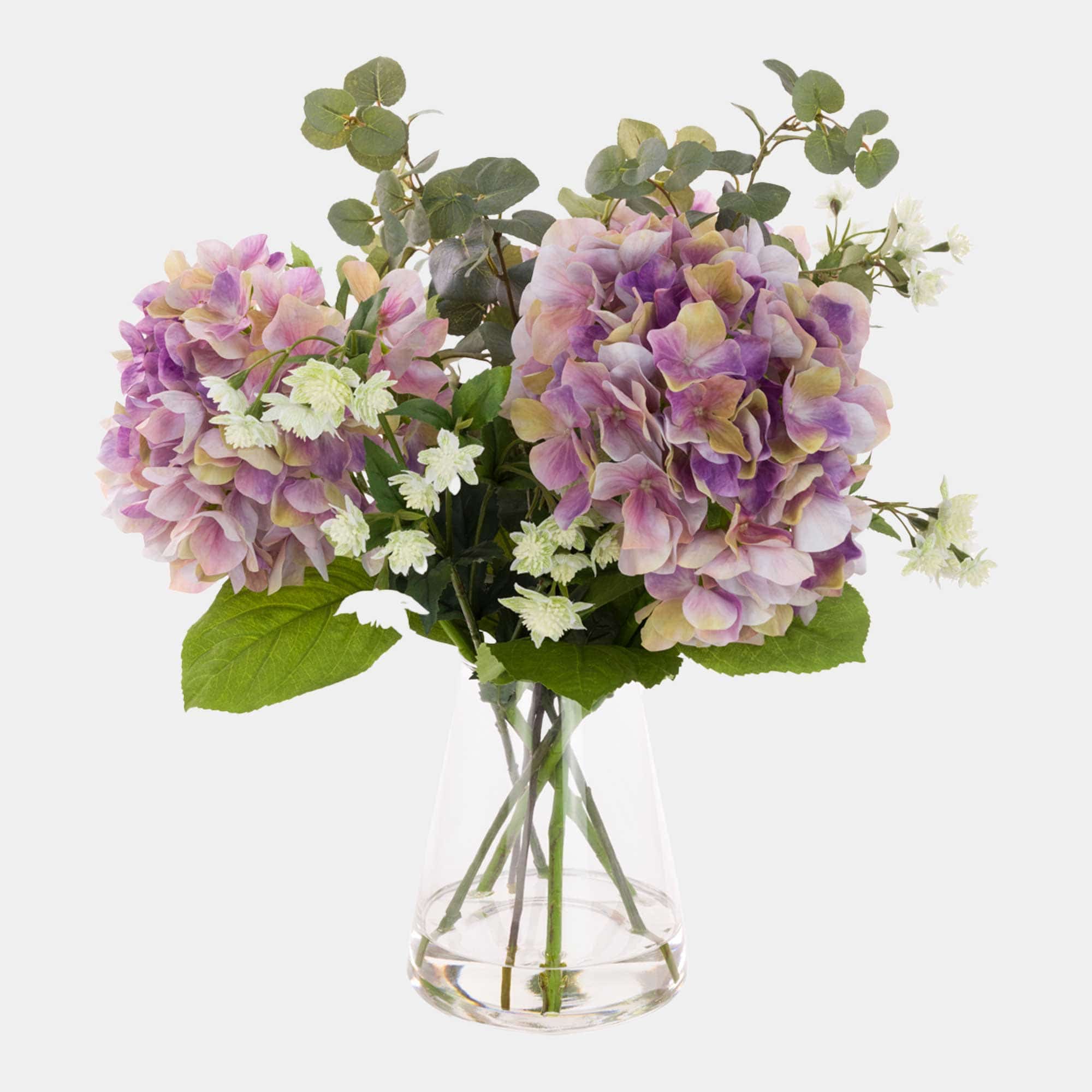 Hydrangea & Astrantia - Arrangement in Glass Vase