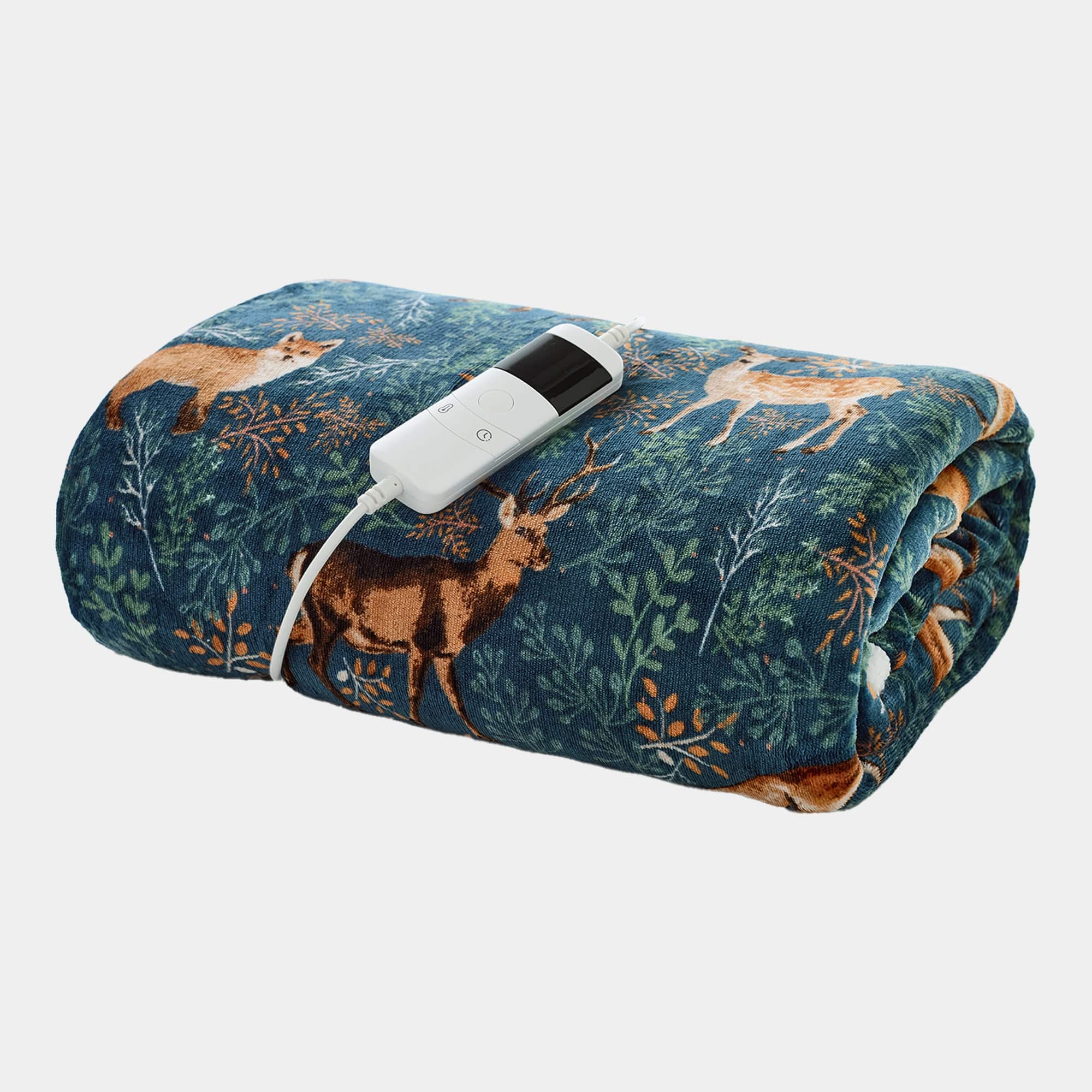 Heated Sherpa - Fox & Rabbit Pattern Throw 140x180cm