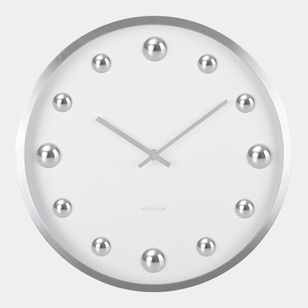 Pearl Dot - Silver Wall Clock