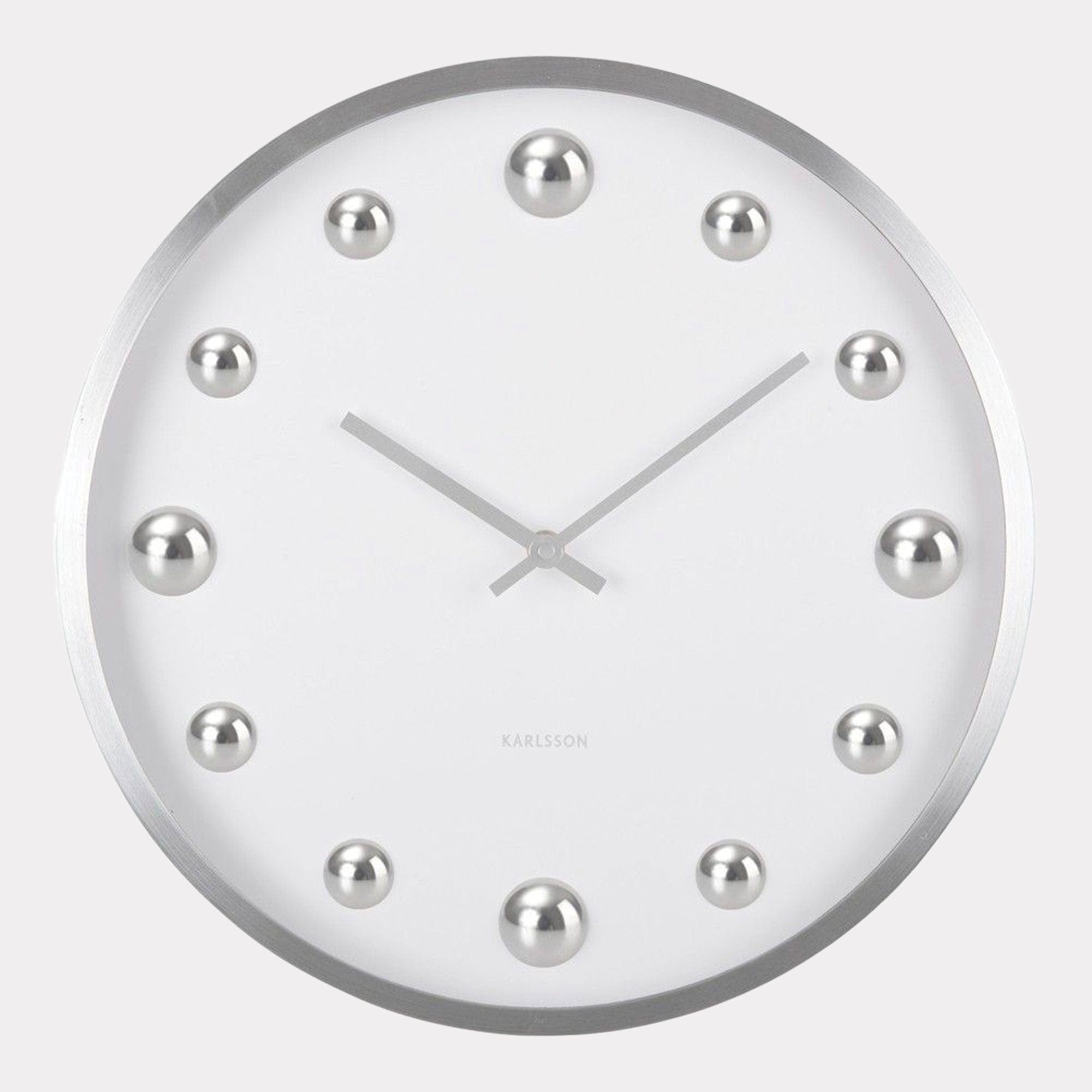 Pearl Dot - Silver Wall Clock