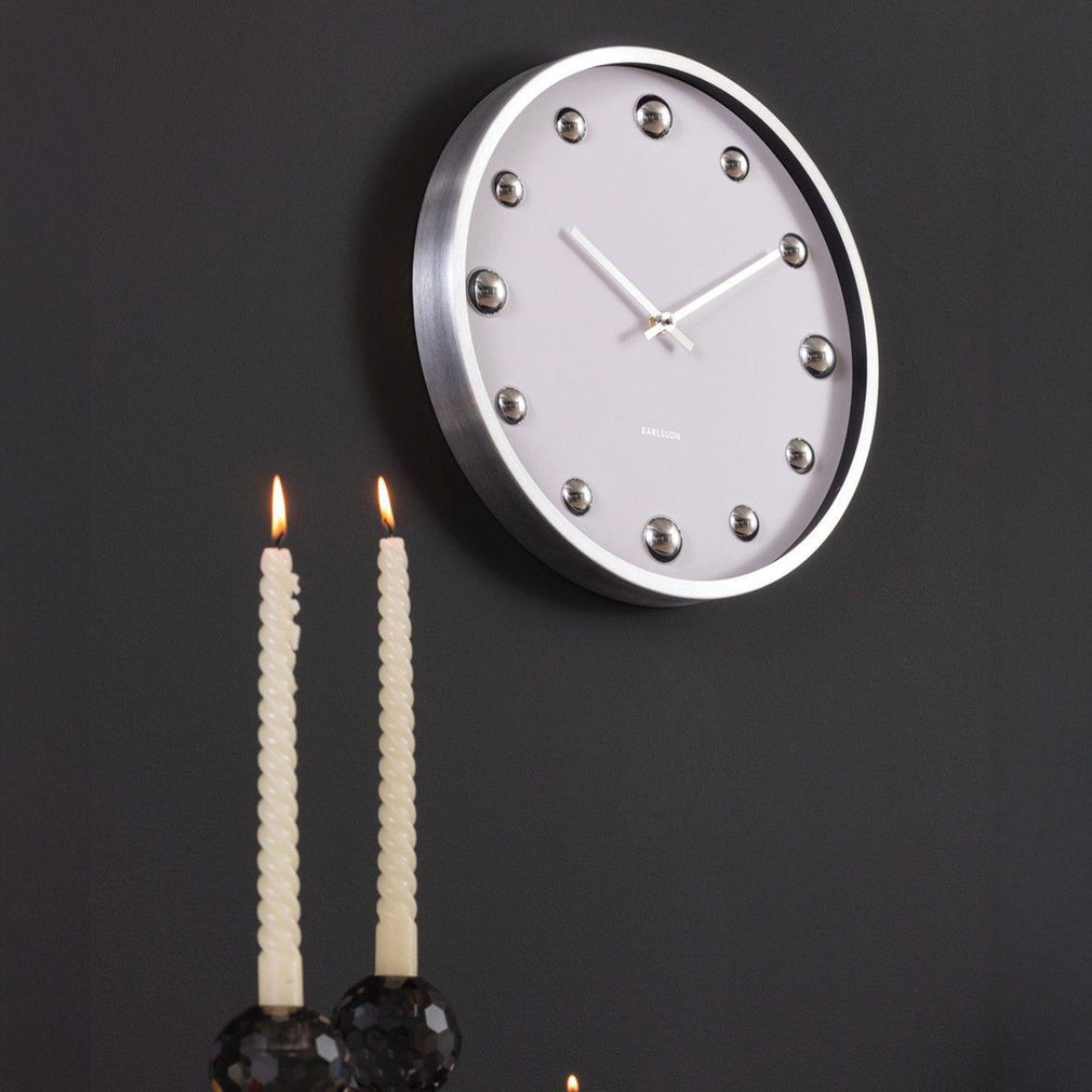 Pearl Dot - Silver Wall Clock