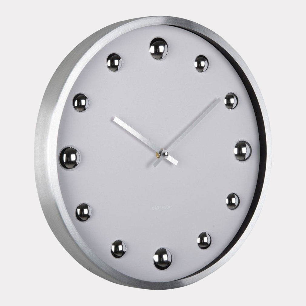 Pearl Dot - Silver Wall Clock