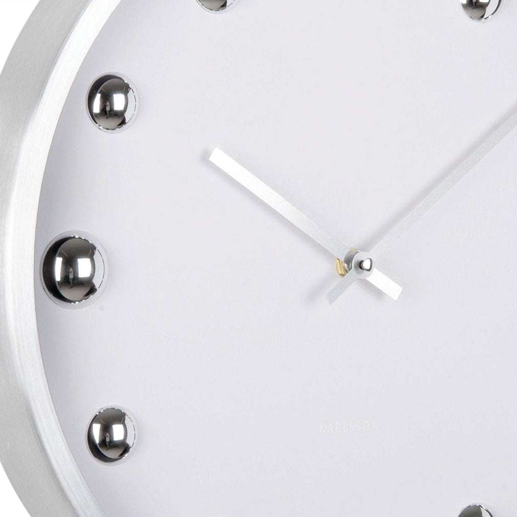 Pearl Dot - Silver Wall Clock