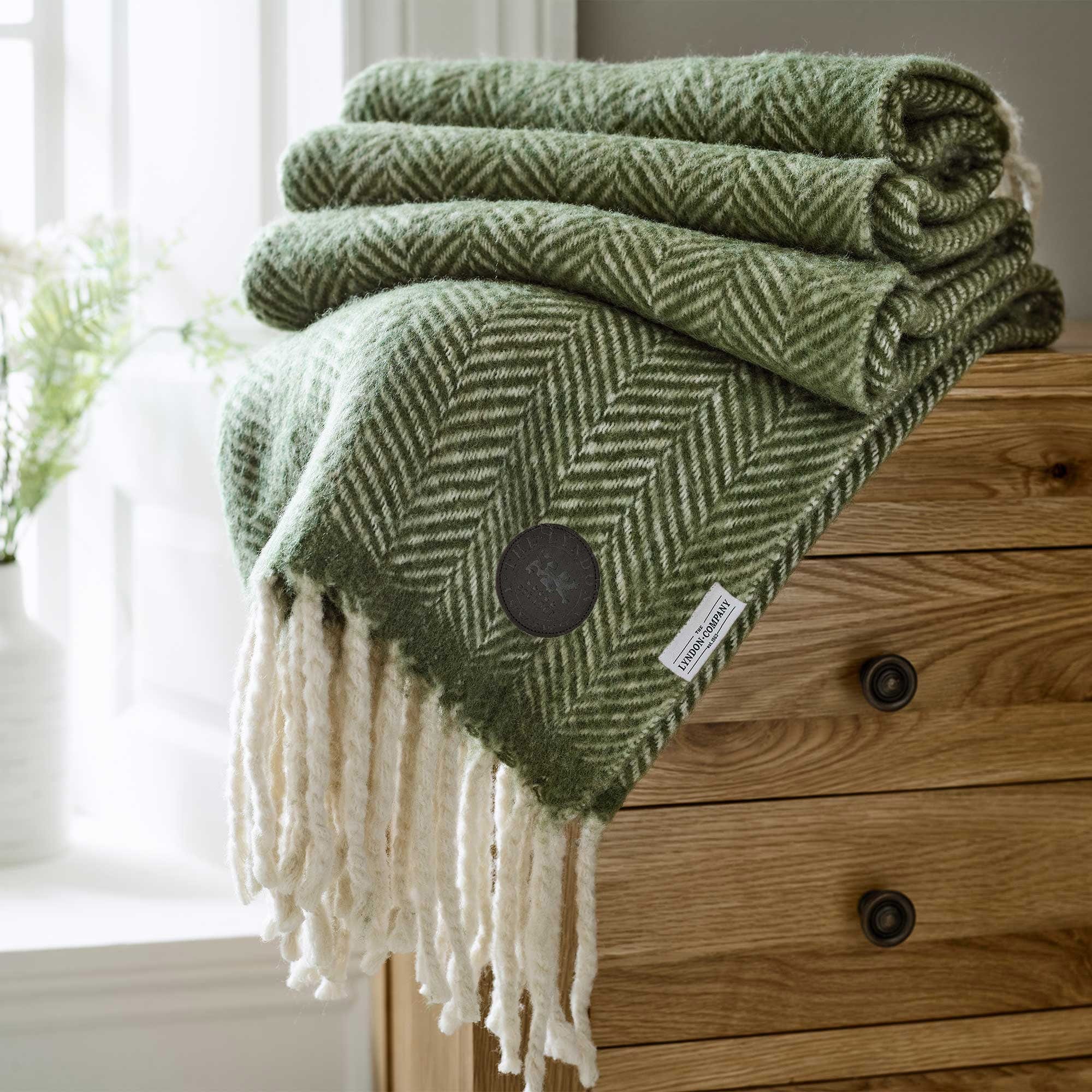 Moorland Wool Throw Green 130x170cm