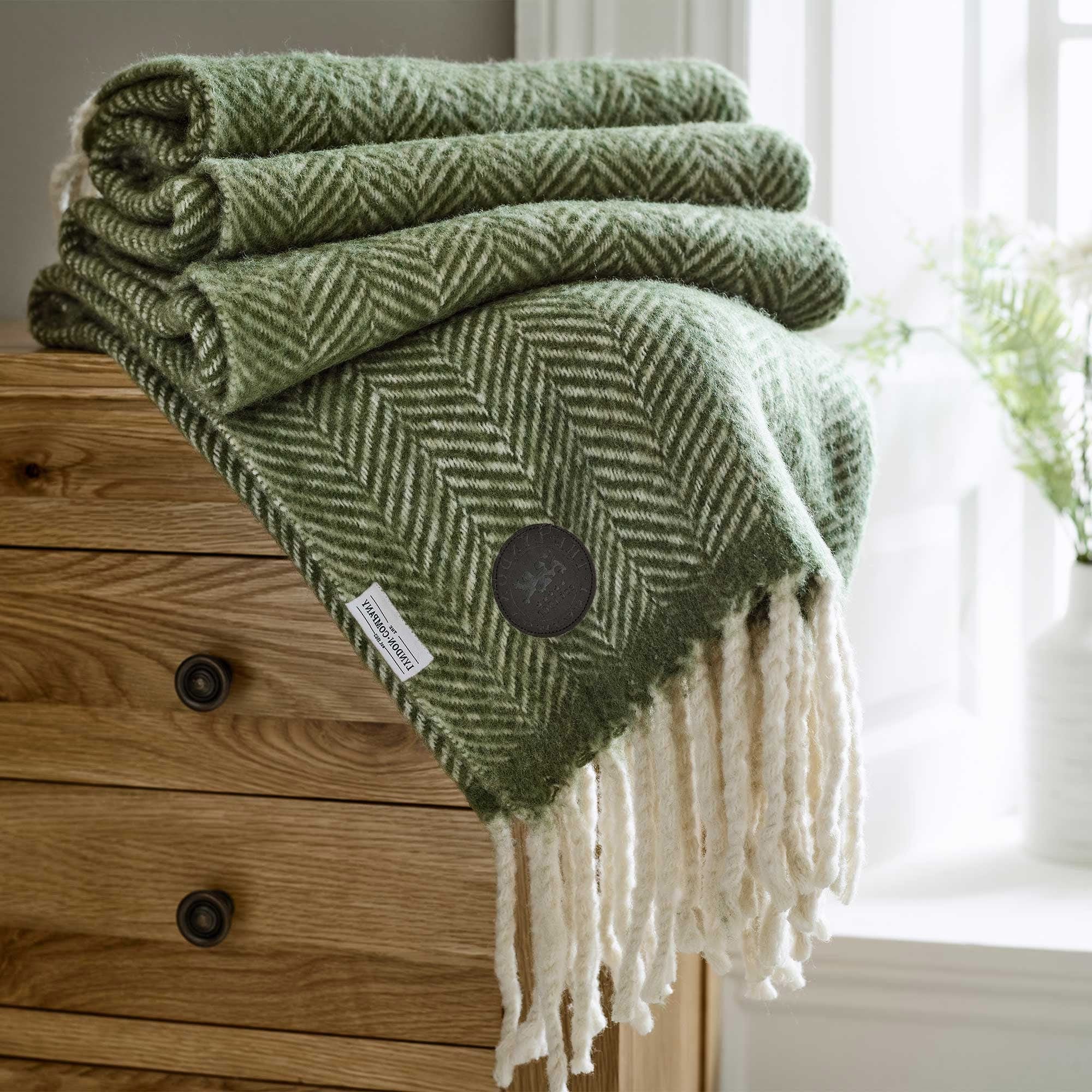 Moorland Green - Wool Throw 130x170cm