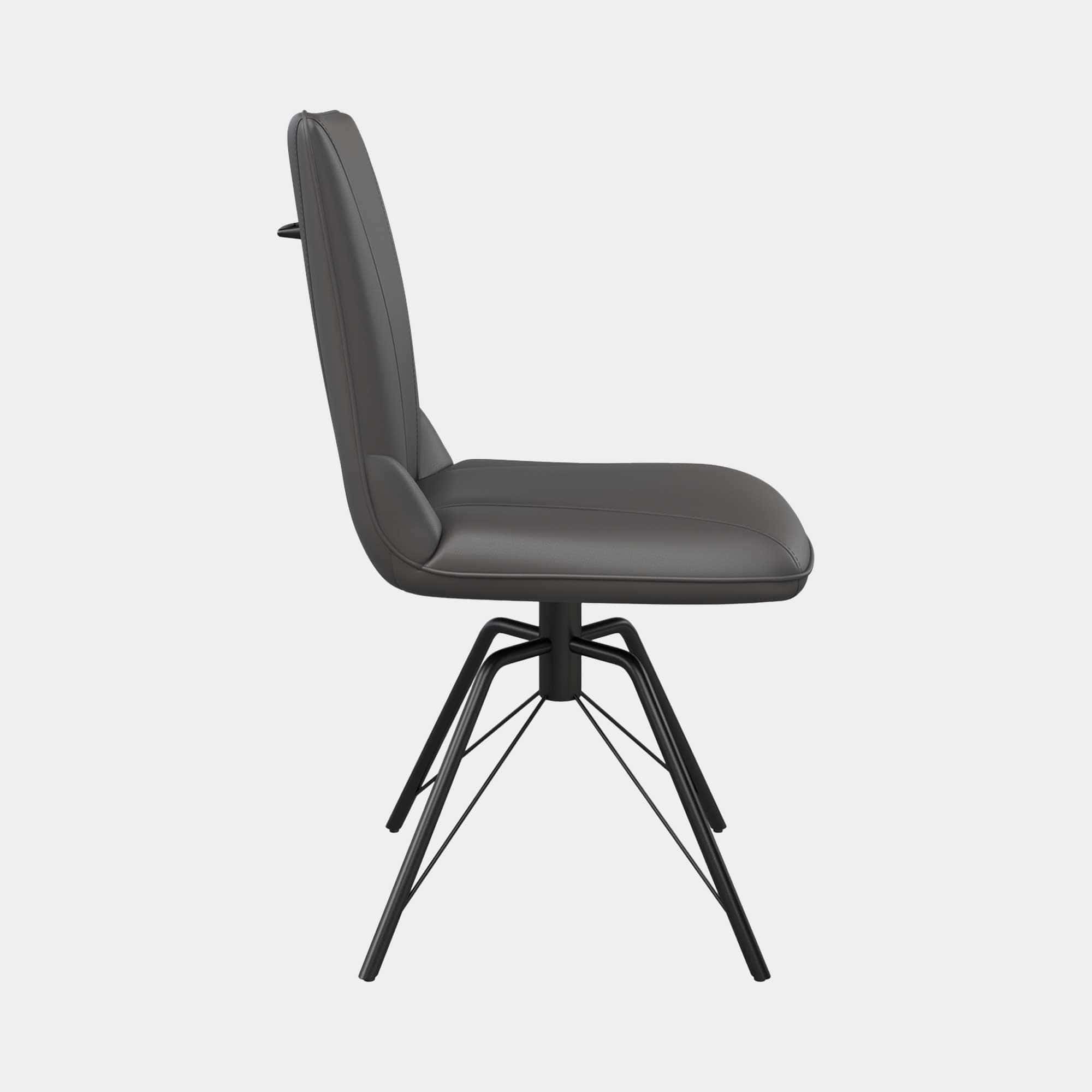 Lagos - Swivel Dining Chair In Dark Grey PU