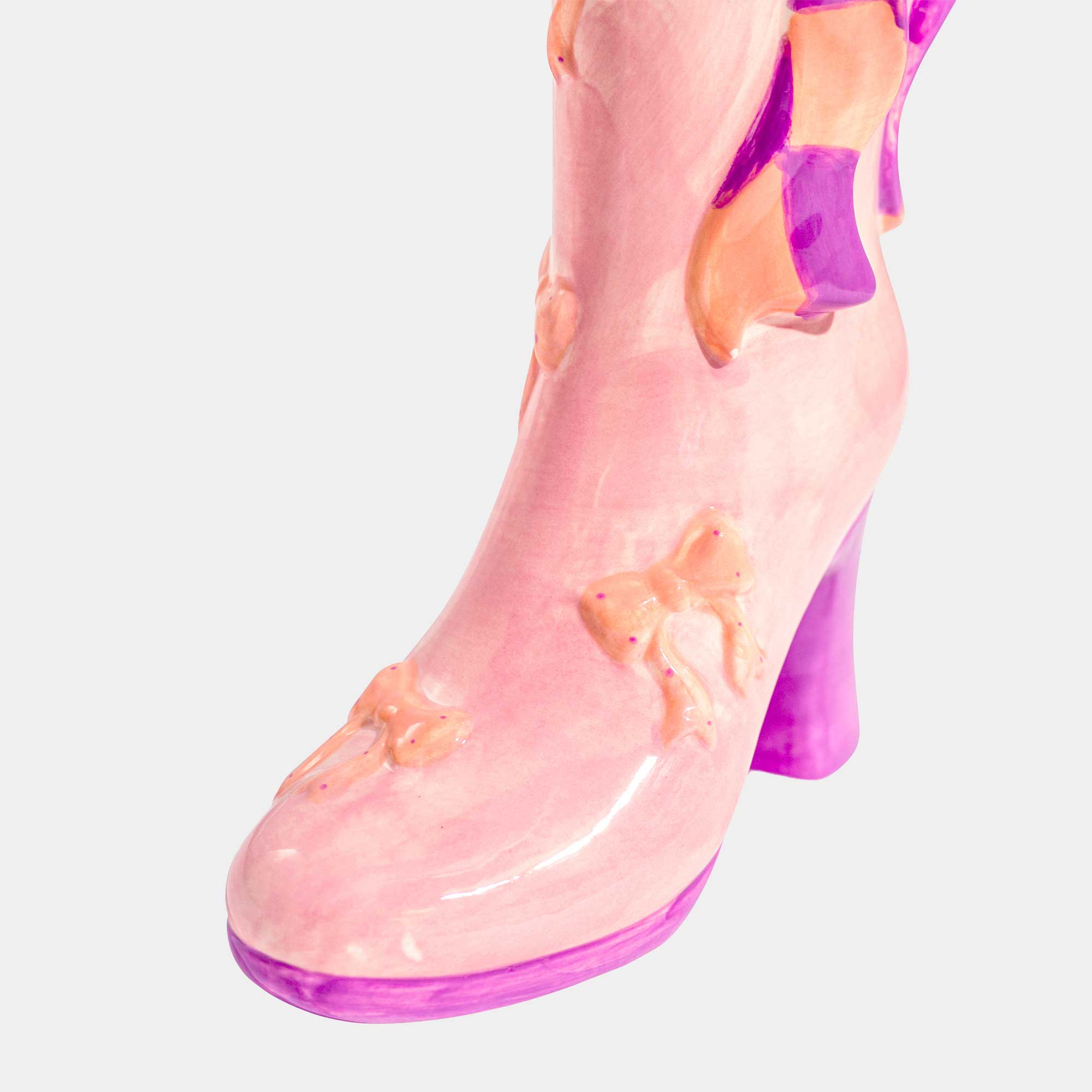 Lacey - Ribbon Bow Heeled Boot Vase