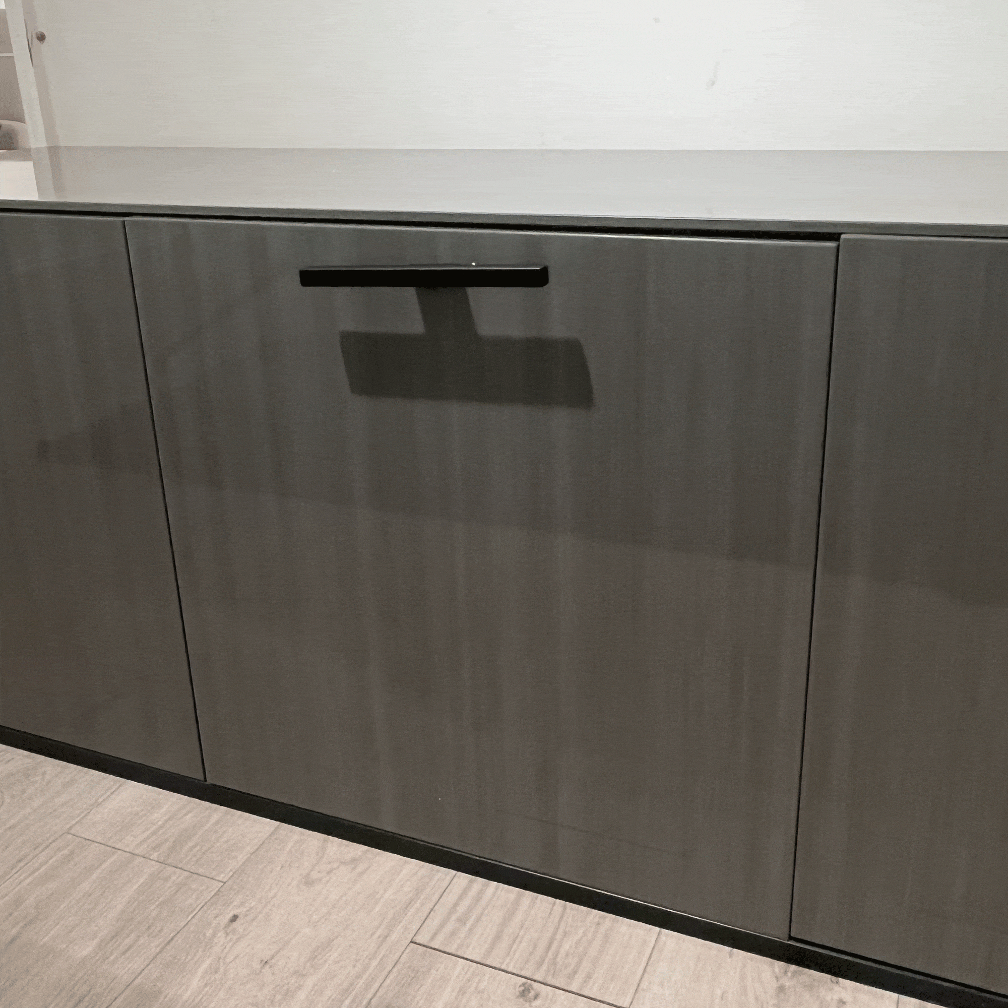Savona 3 Door Small Buffet In Silverwood High Gloss Finish / use / doors out of line /bowed