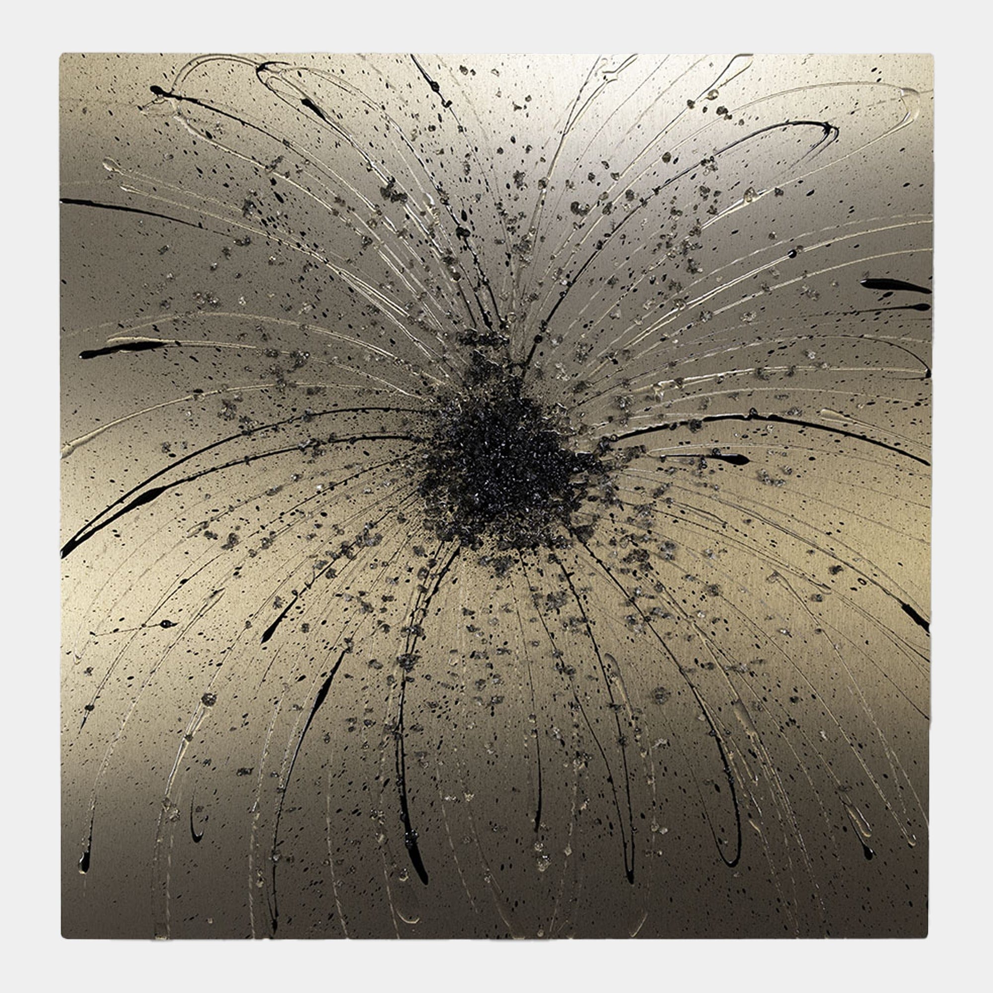 Flower Burst - Bronze & Black Liquid Art