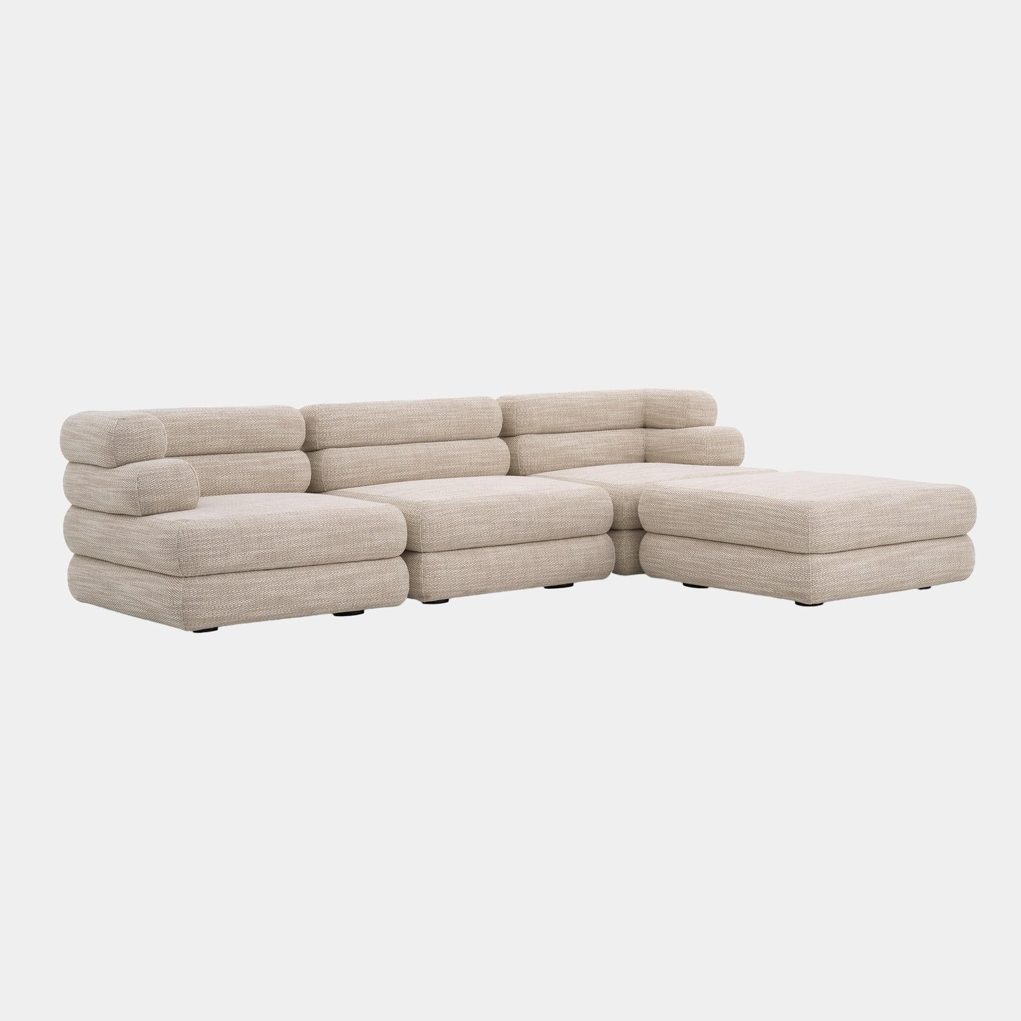 Eichholtz Malaga - LHF 2 Seat Sofa With Ottoman Chaise In Fabric