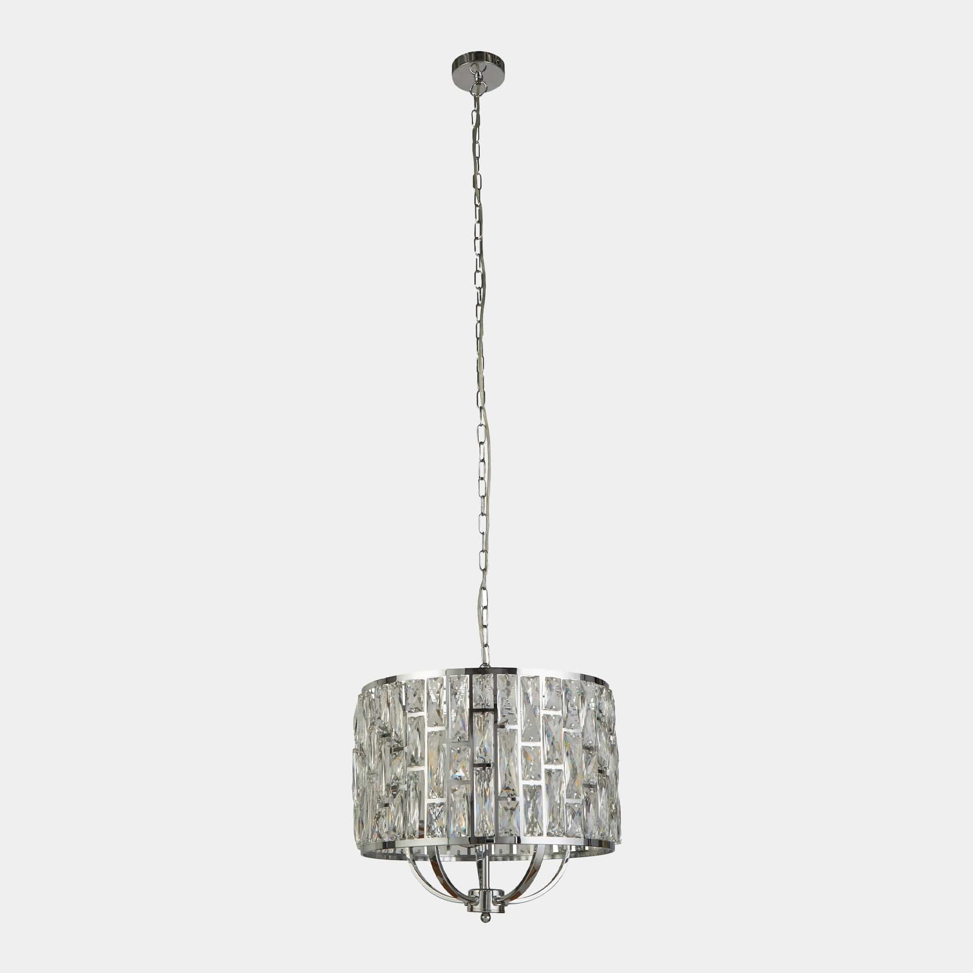 Tanya - Pendant Ceiling Light Chrome & Crystal Glass