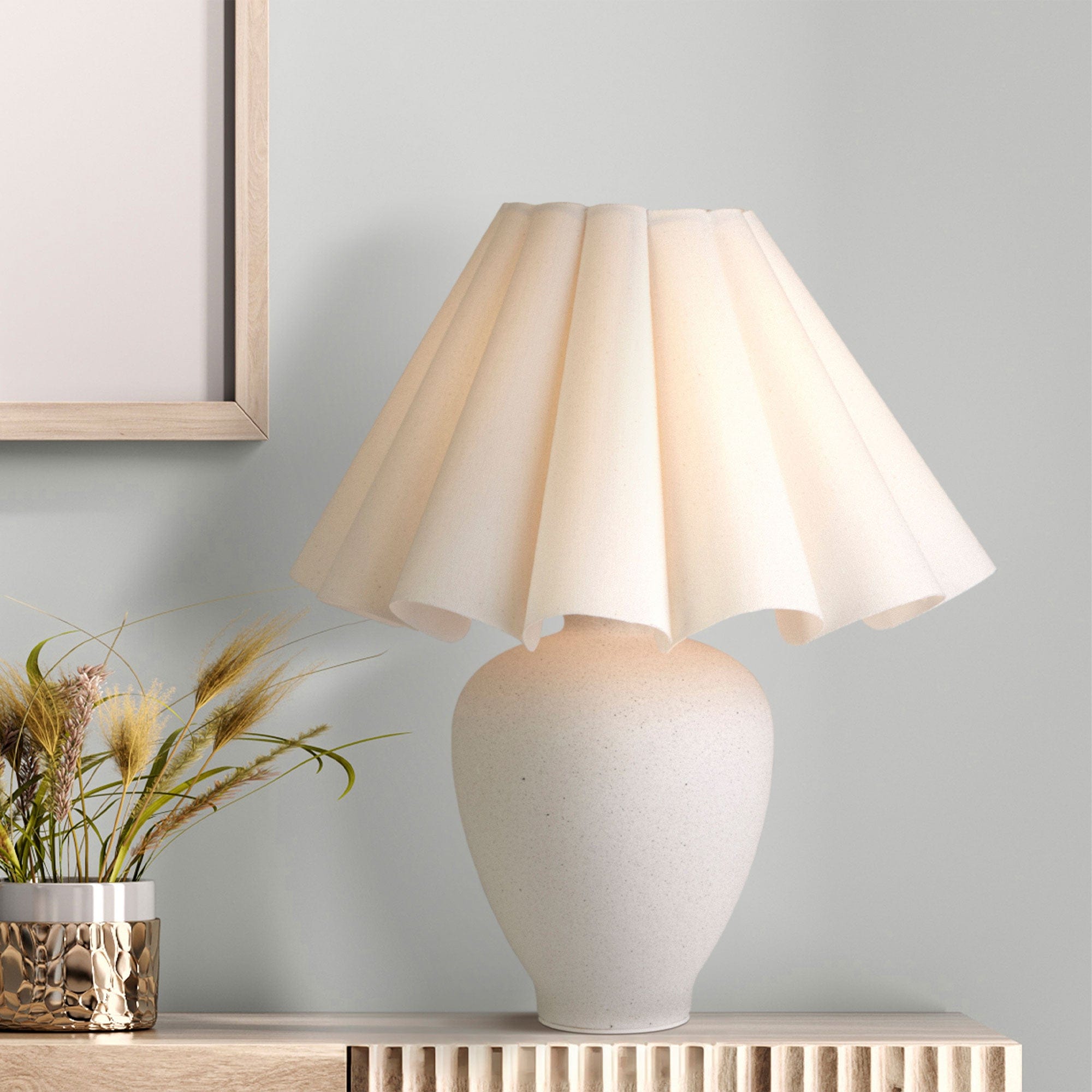 Florrie-Table Lamp With Scallop Edge Shade