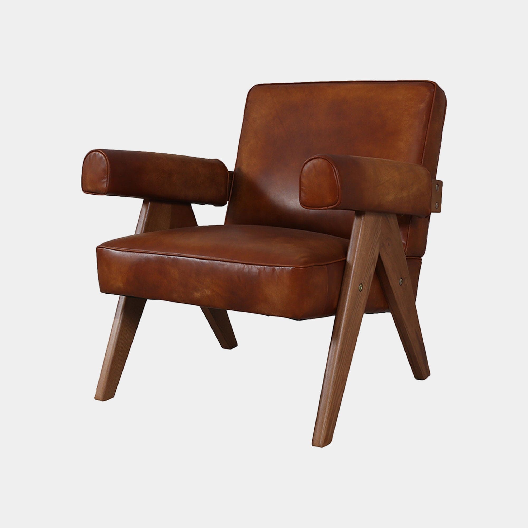 William - Accent Chair In Leather Migo Brown With Ash Legs B138