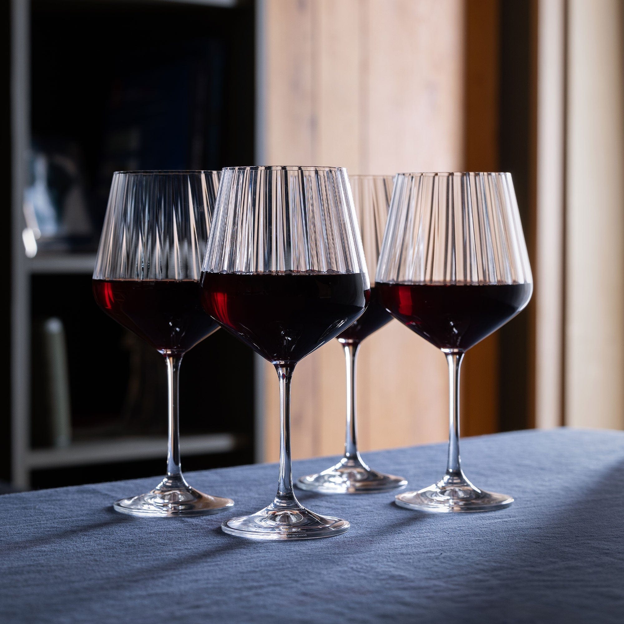 Dartington Crystal Cheers! Optic - Red Wine Goblet Glasses, Set of 4