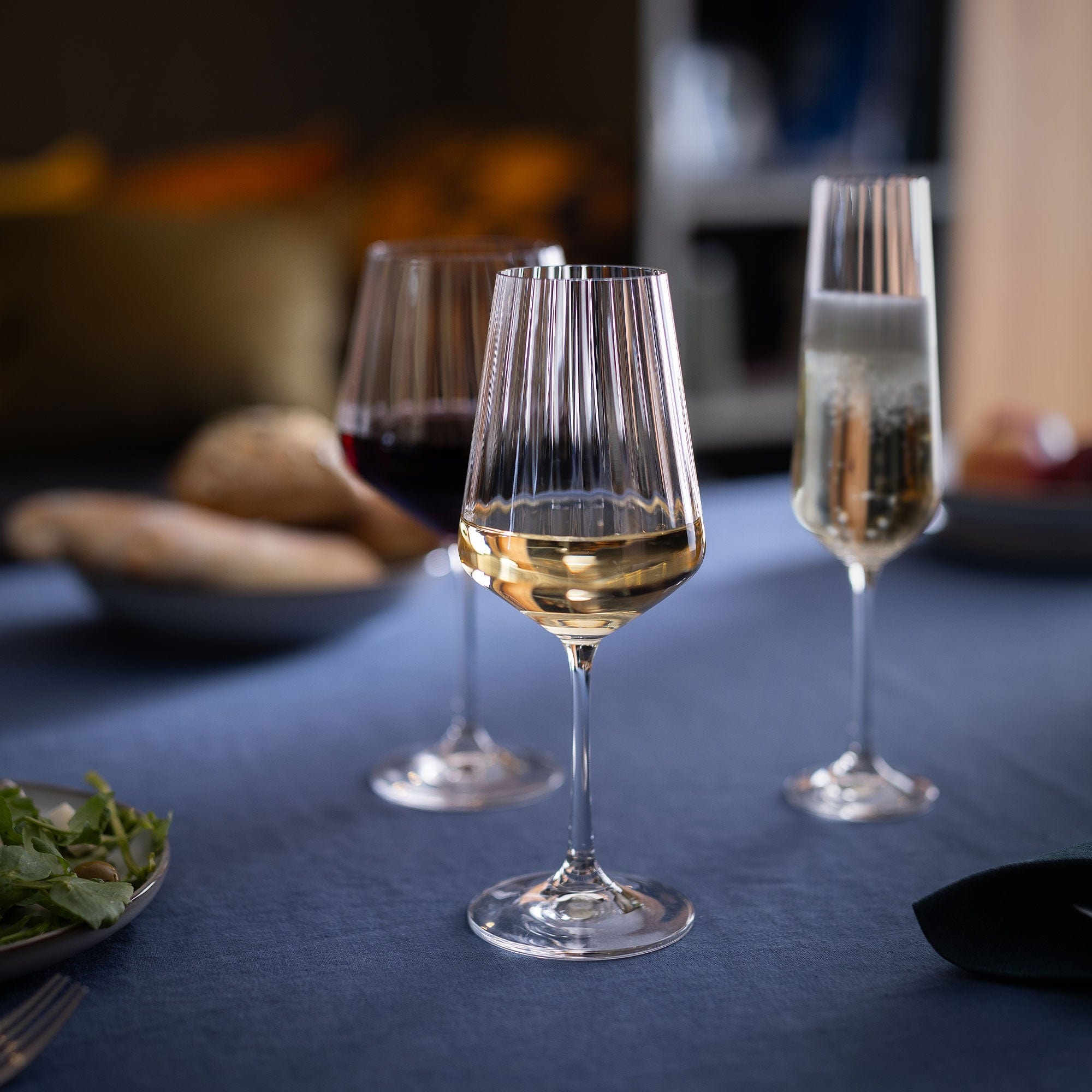 Dartington Crystal Cheers! Optic - White Wine Glasses, Set Of 4