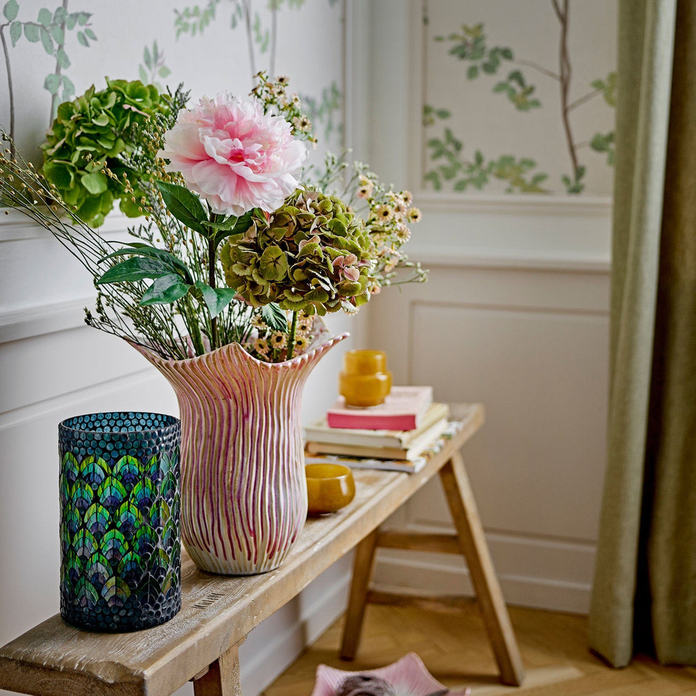 Floral Vase Pink Stoneware 29cm (BO)