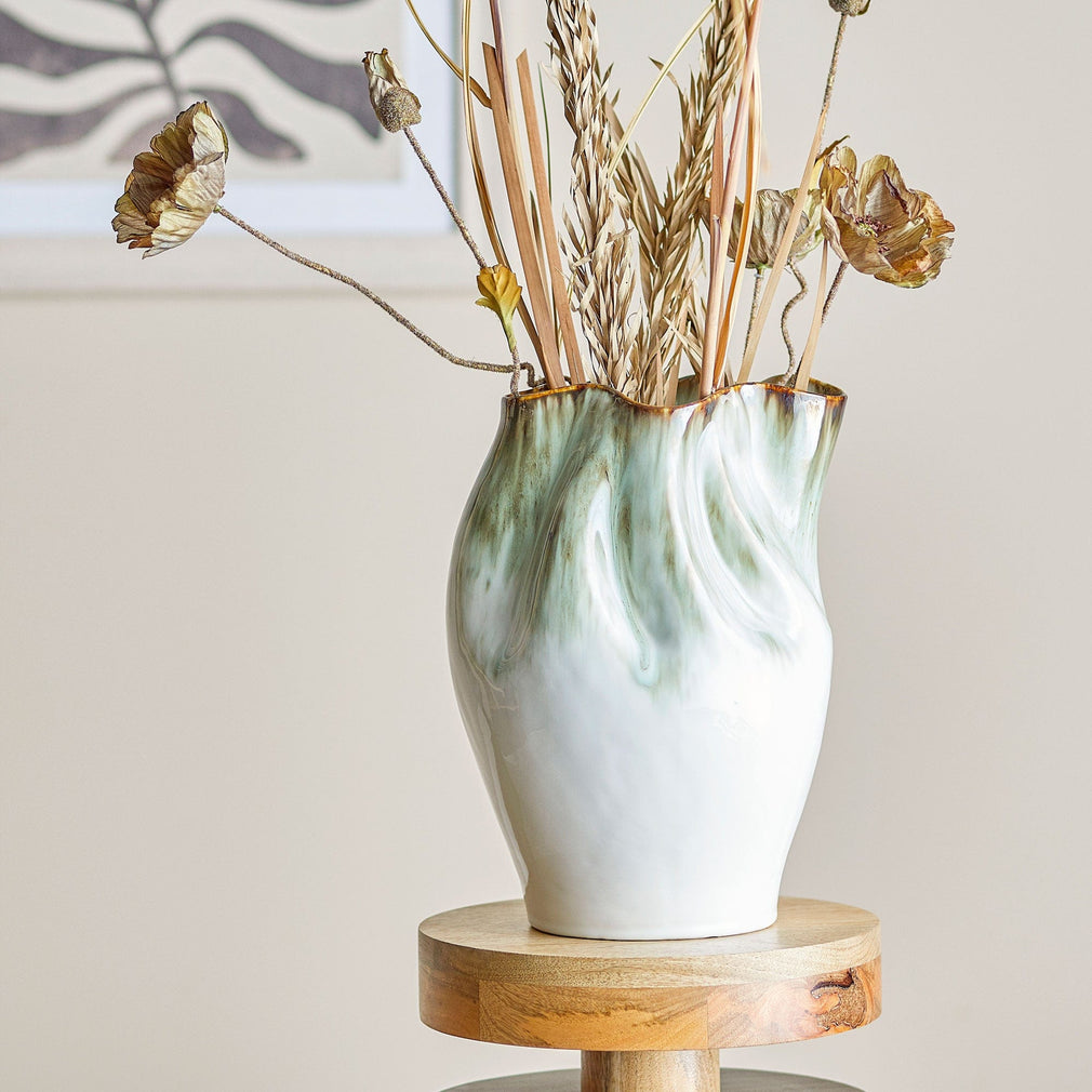 Nisha Vase Green Reactive Glaze 30cm (BO)