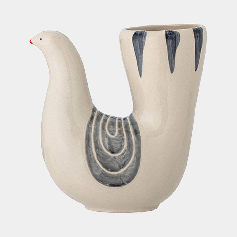 Trudy Bird Vase Large White Stoneware 19cm (BO)