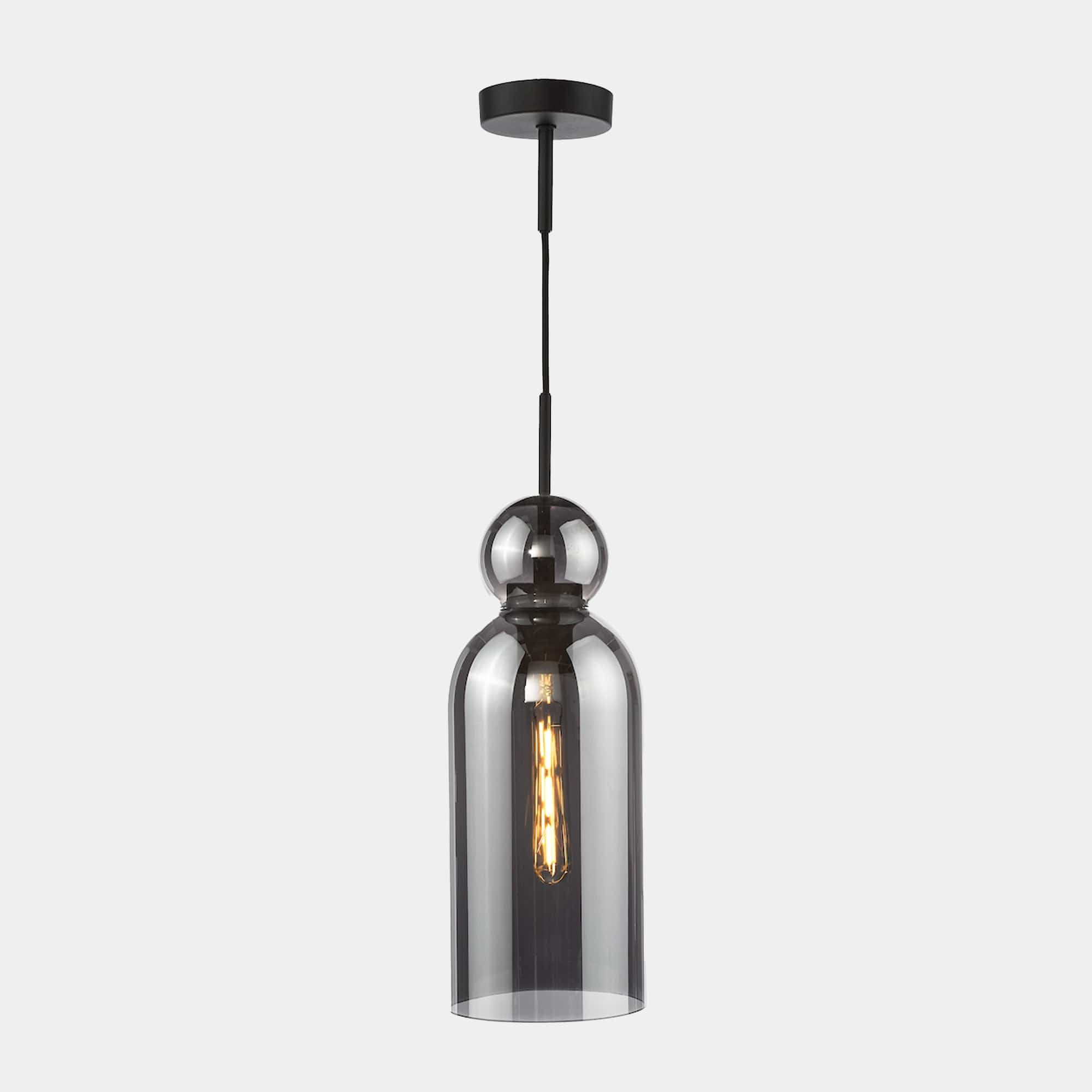 Orovada - Matt Black and Smoked Glass Pendant