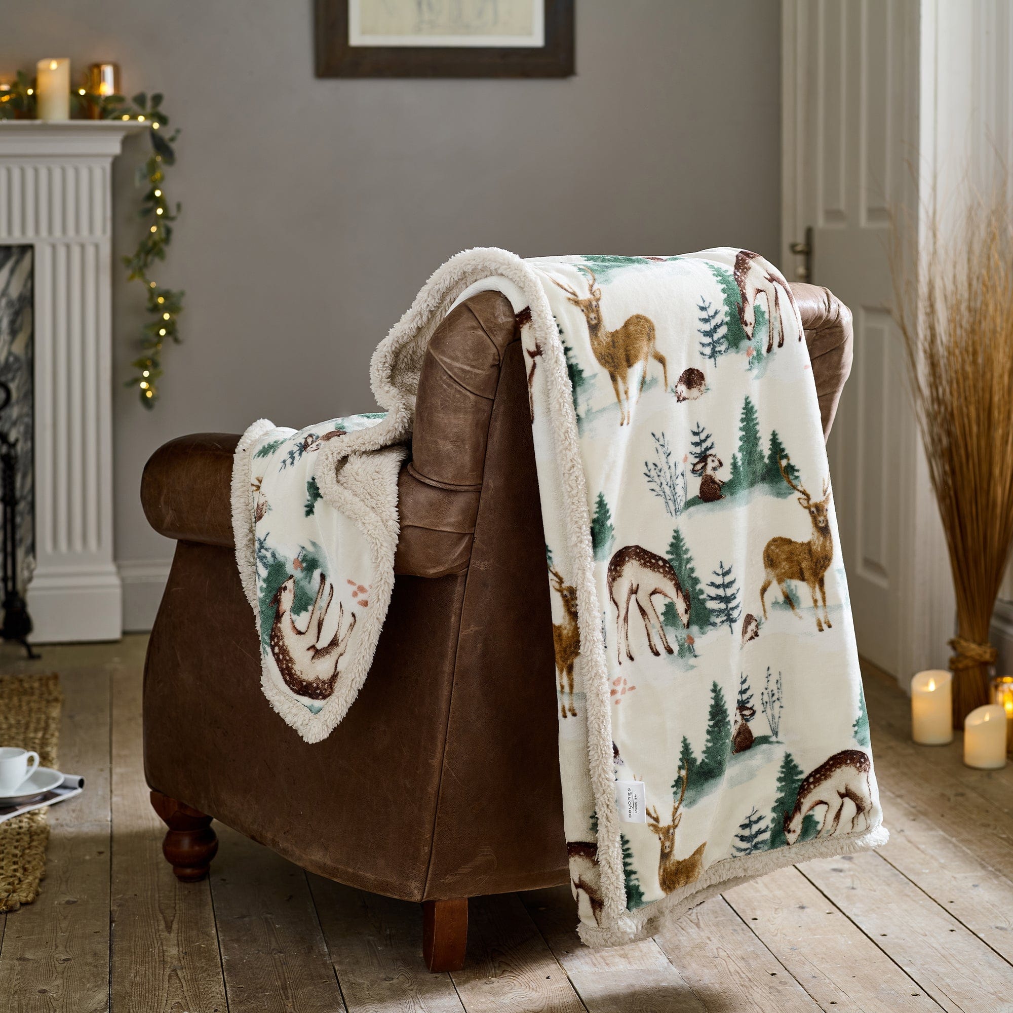 Winter Deers - Cream Throw 140x180cm