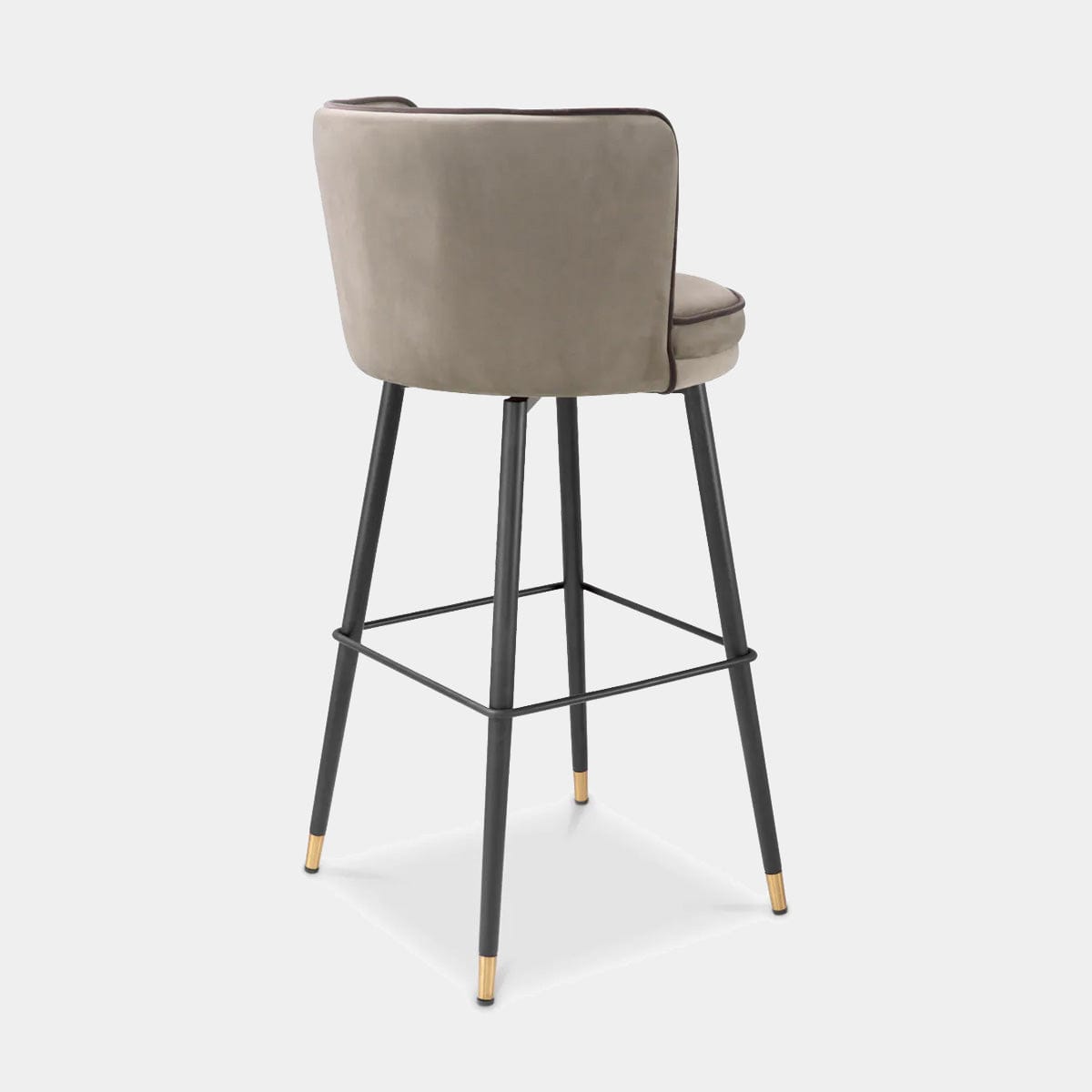 Bar Stool In Savona Griege Velvet With Savona Grey Piping - 117781