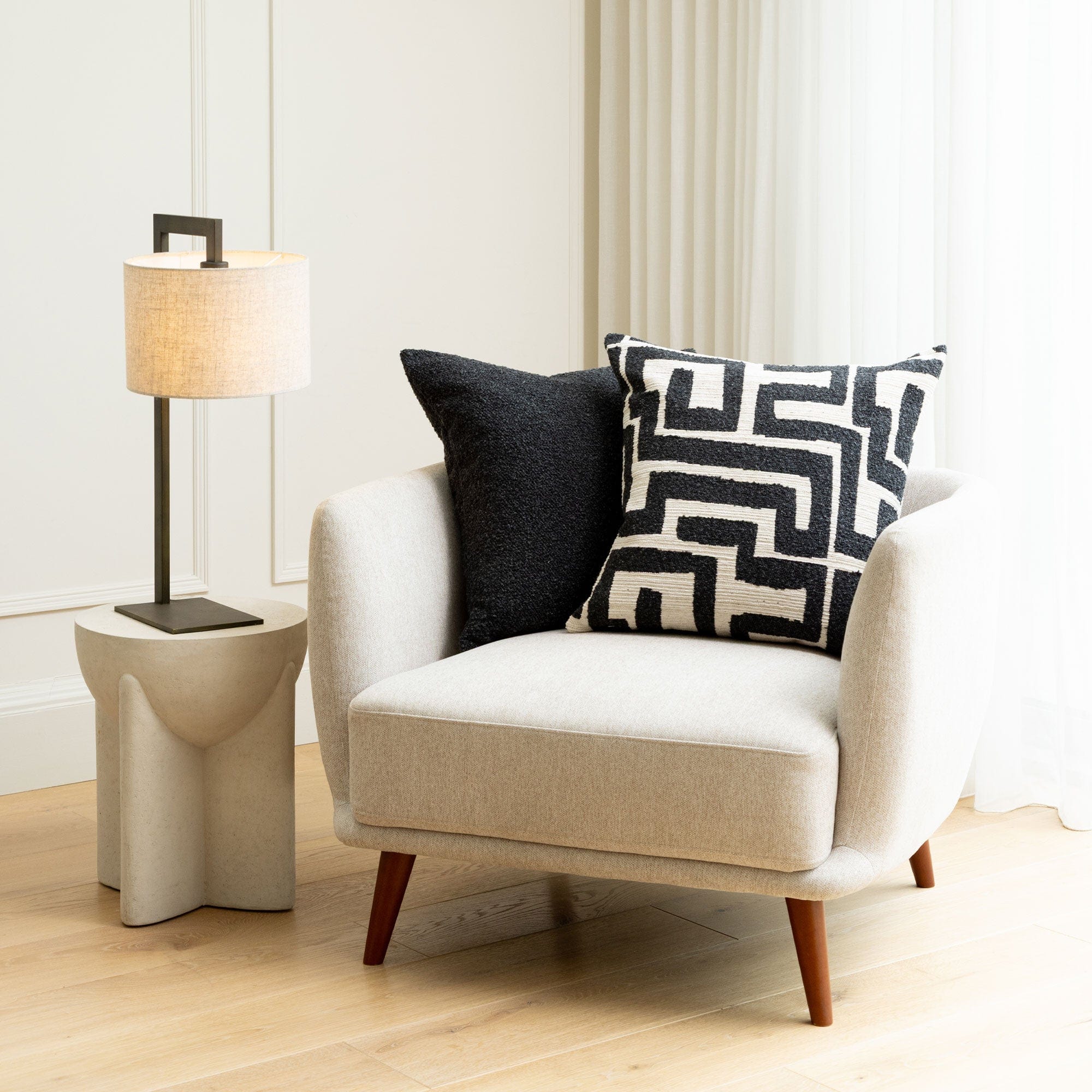 Zephyr - Charcoal Cream Cushion 45x45cm