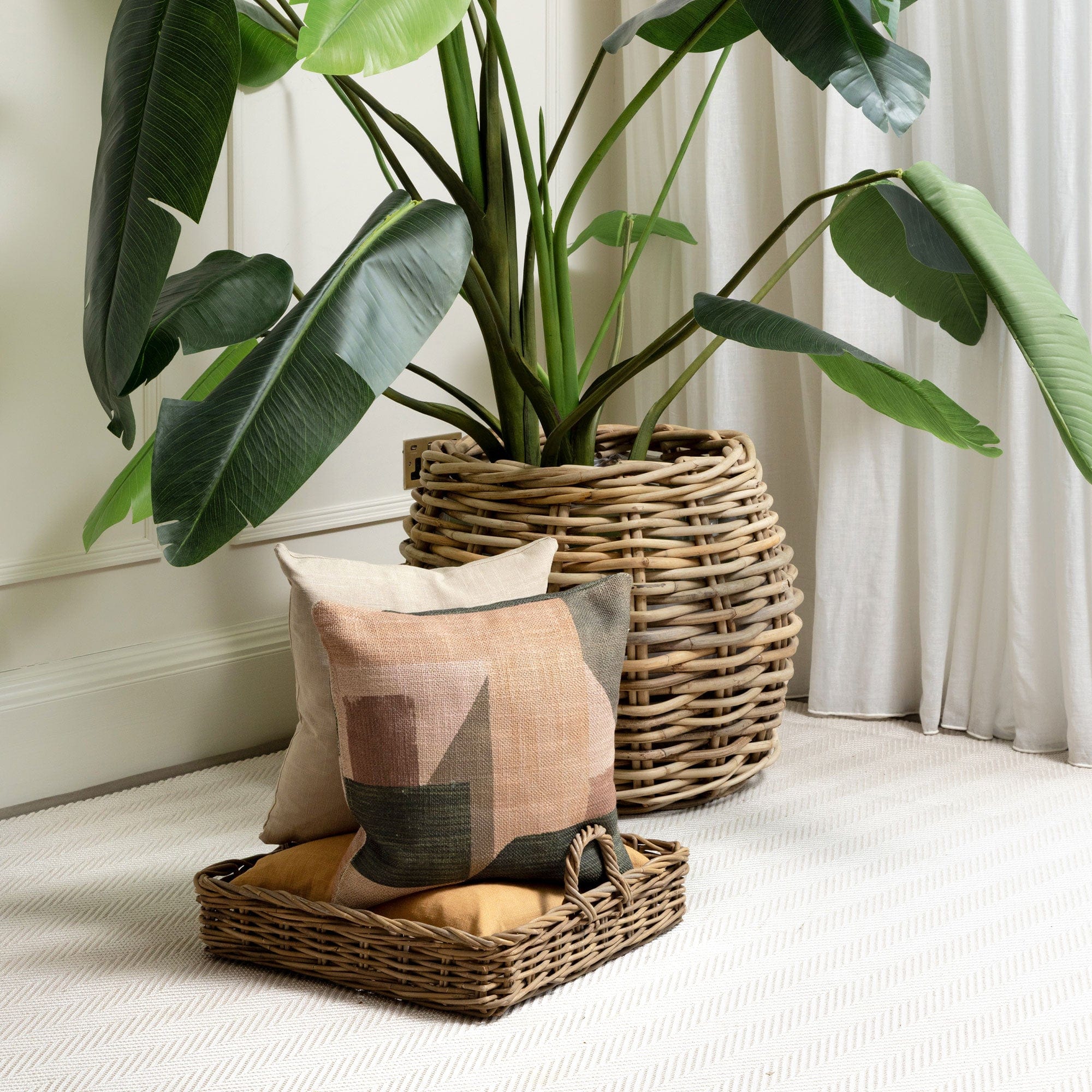 Geo Block - Natural Green Cushion