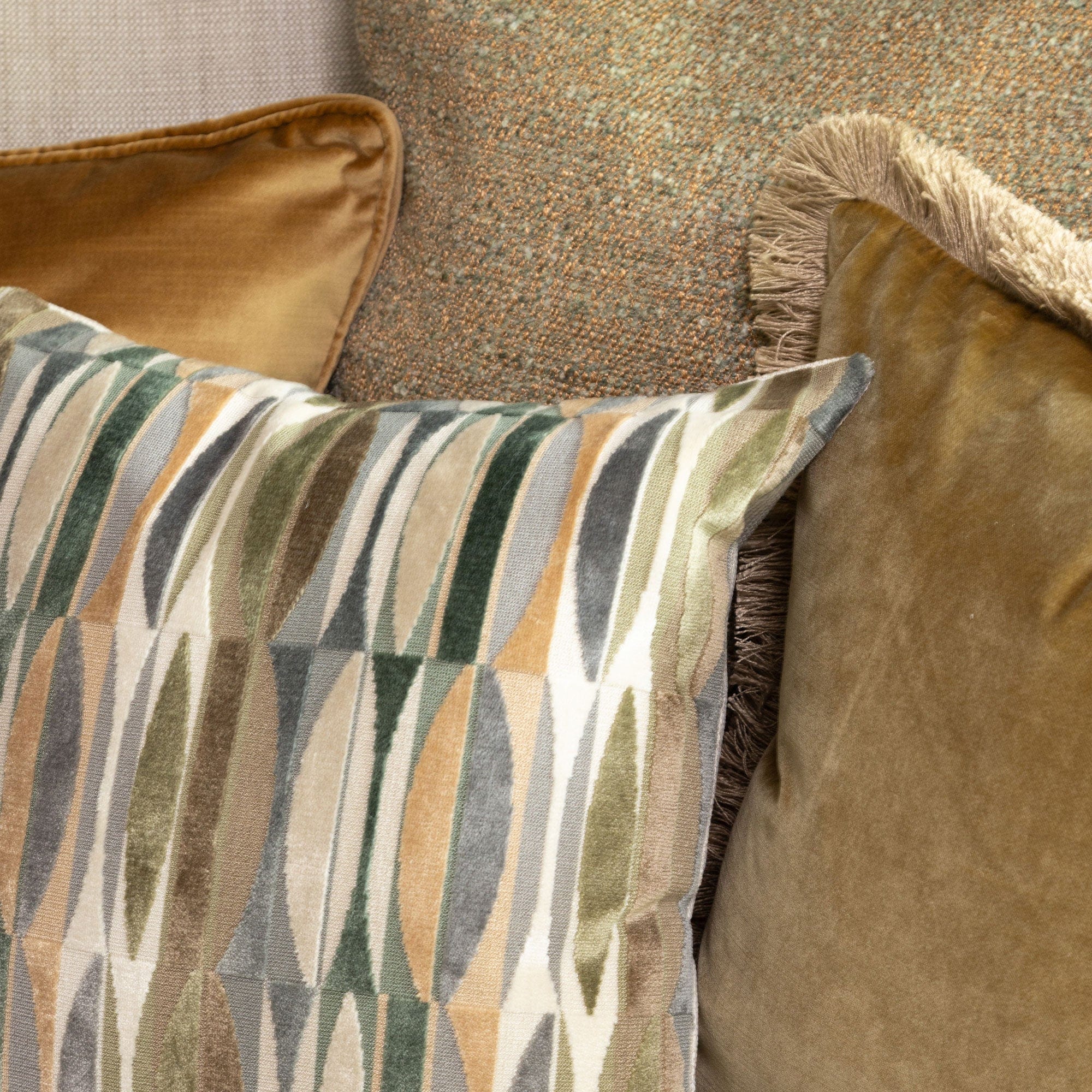 Elodie - Gold Green Cushion 43x43cm