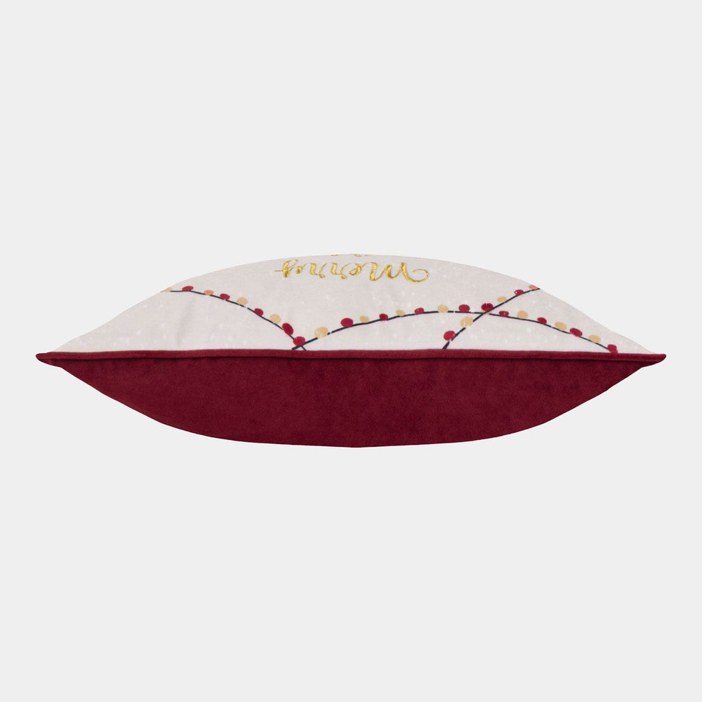 Joy to All - Embroidered Cushion, Snow Berry