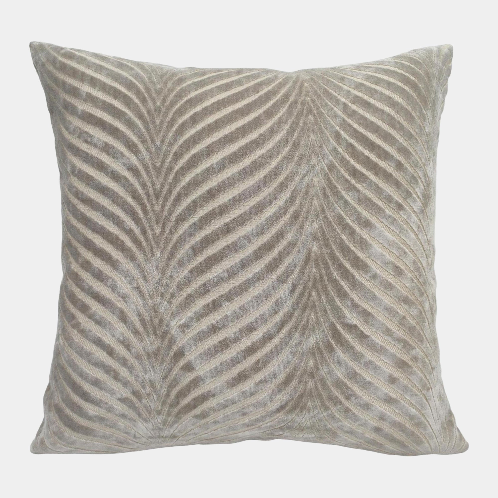 Fan Rada - Cut Velvet Cushion, Taupe, 56x56cm