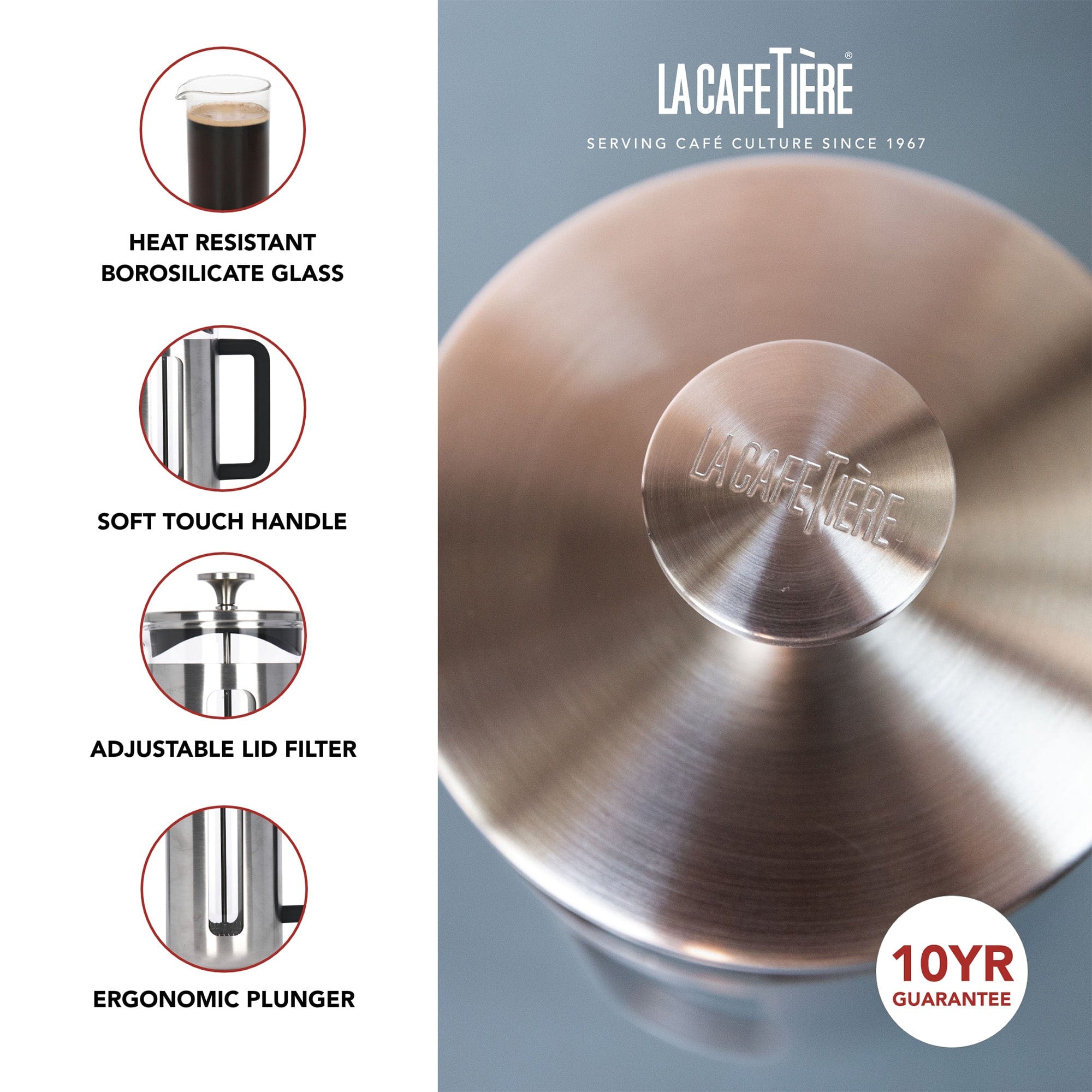 La Cafetière - Pisa Cafetiere, 8 Cup, Stainless Steel