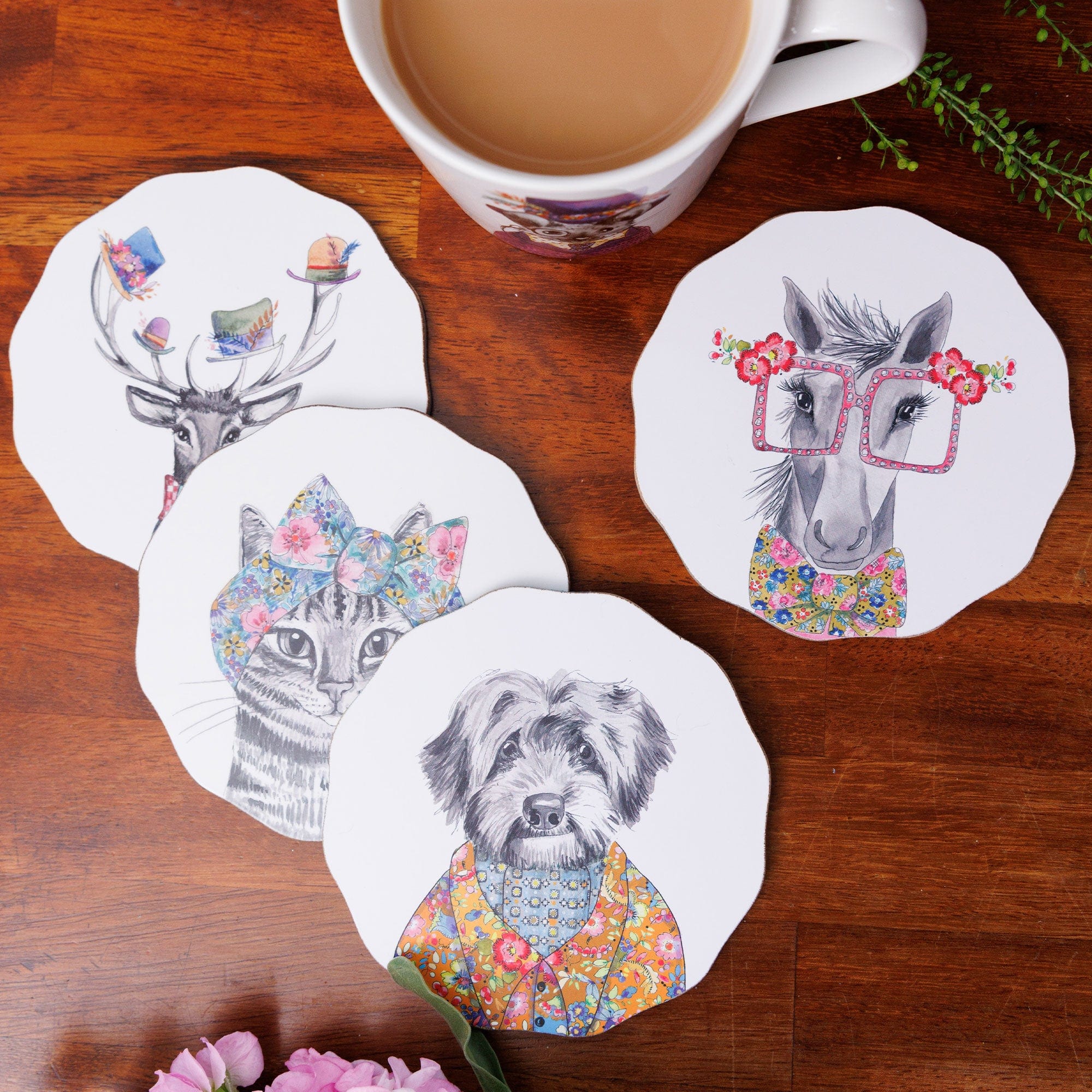 Tipperley Hill - Animal Coasters, Set of 4