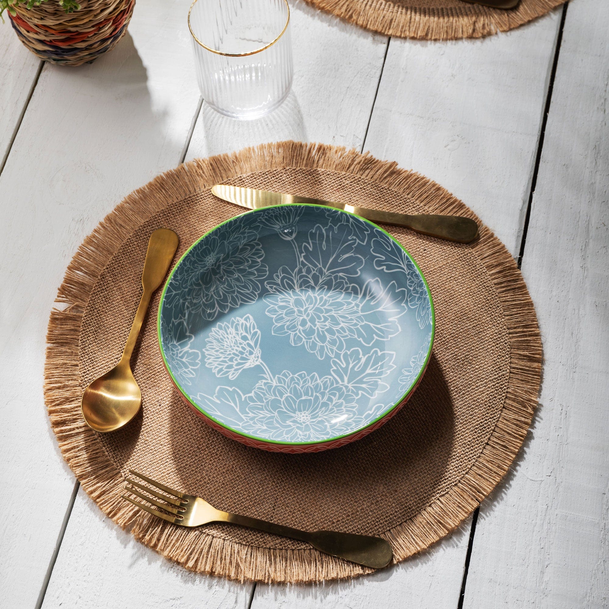 Mikasa Blue & Red Leaf - Pasta Bowls, Set of 4