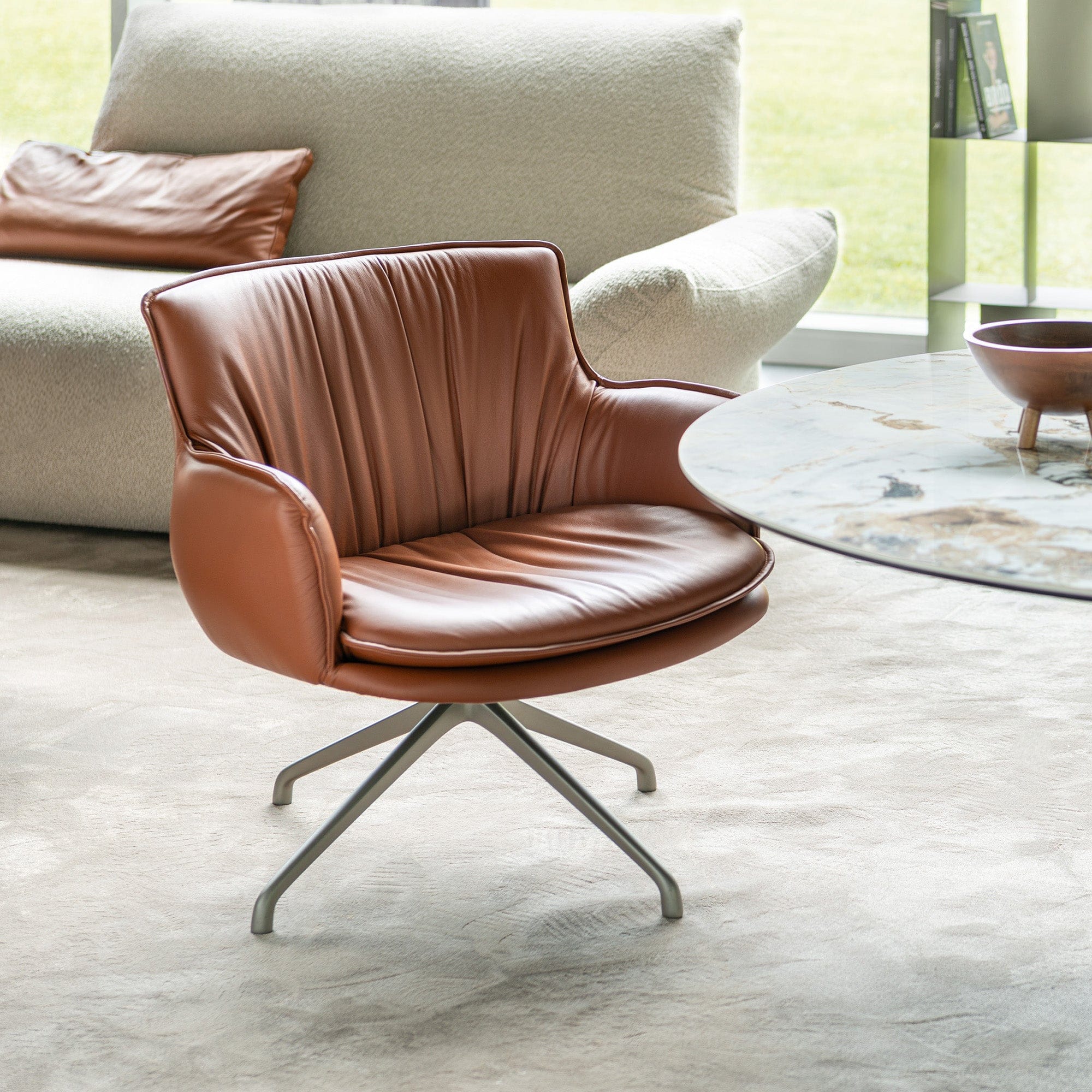 Cattelan Italia - Rhonda Lounge Accent Swivel Chair, Soft Leather