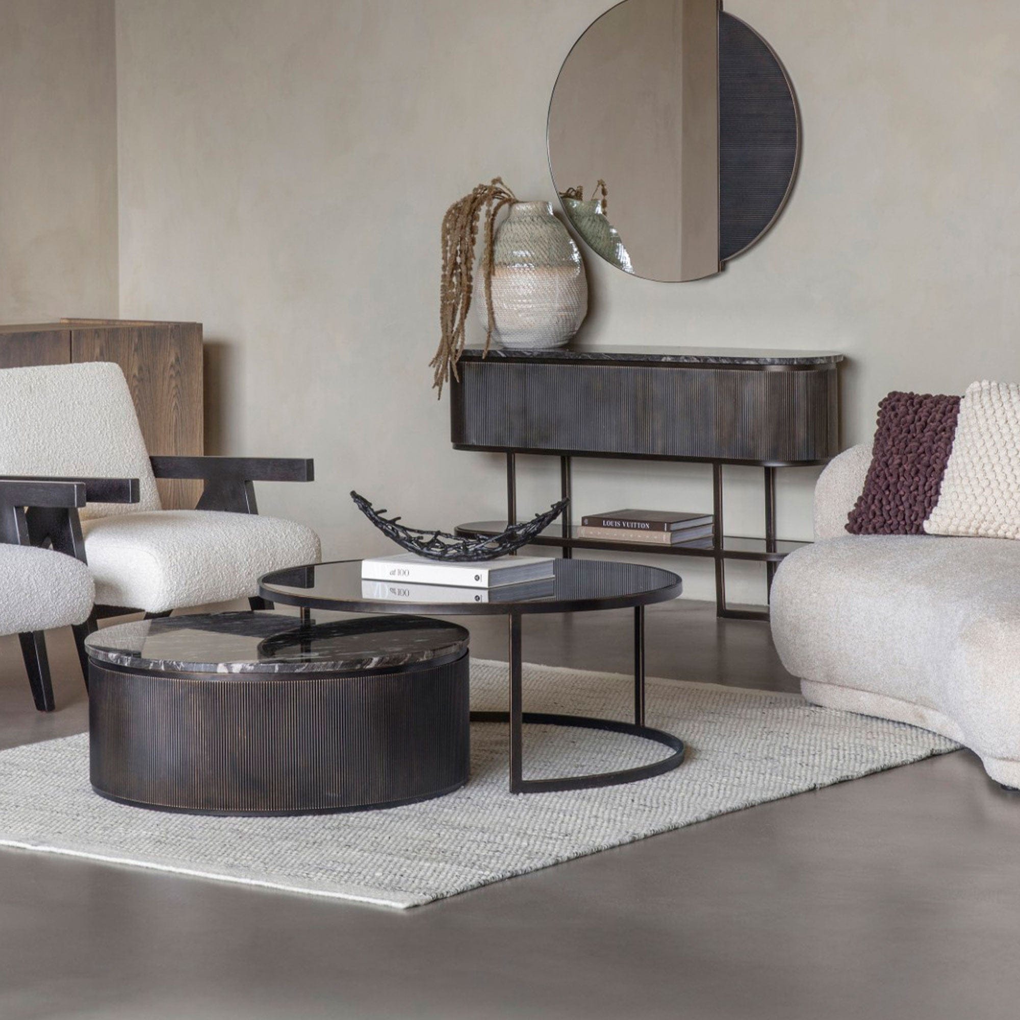 Grove - Glass & Marble Coffee Tables, Nest of 2