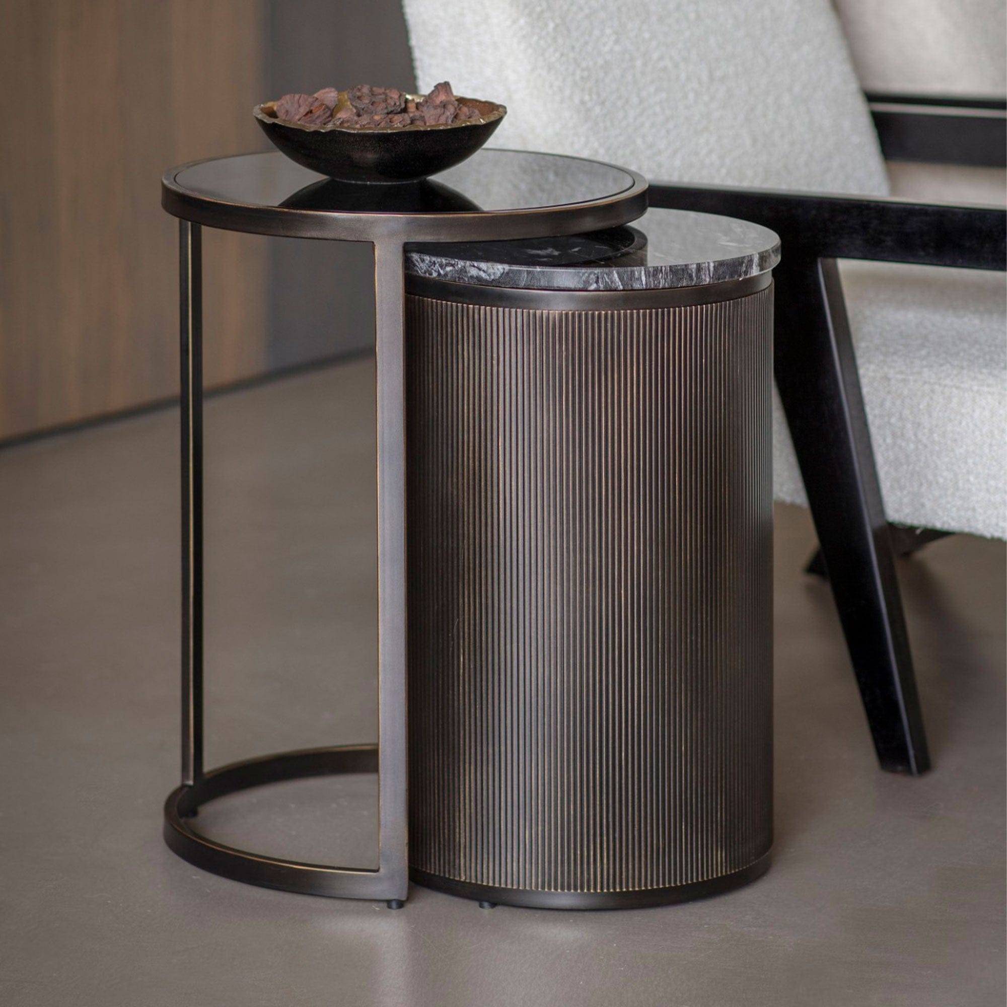Grove - Nest Side Tables, Glass & Marble