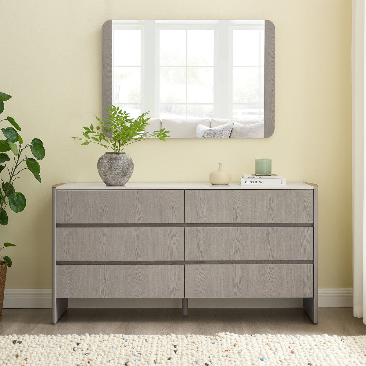 Anastasia - Rectangular Mirror, Washed Oak