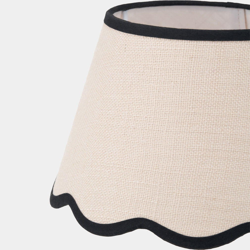 Maisie 30cm Cream Jute Lamp Shade Scalloped Edge with Contrast Binding