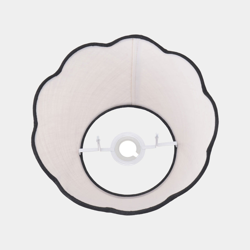 Maisie 35cm Cream Jute Lamp Shade Scalloped Edge with Contrast Binding