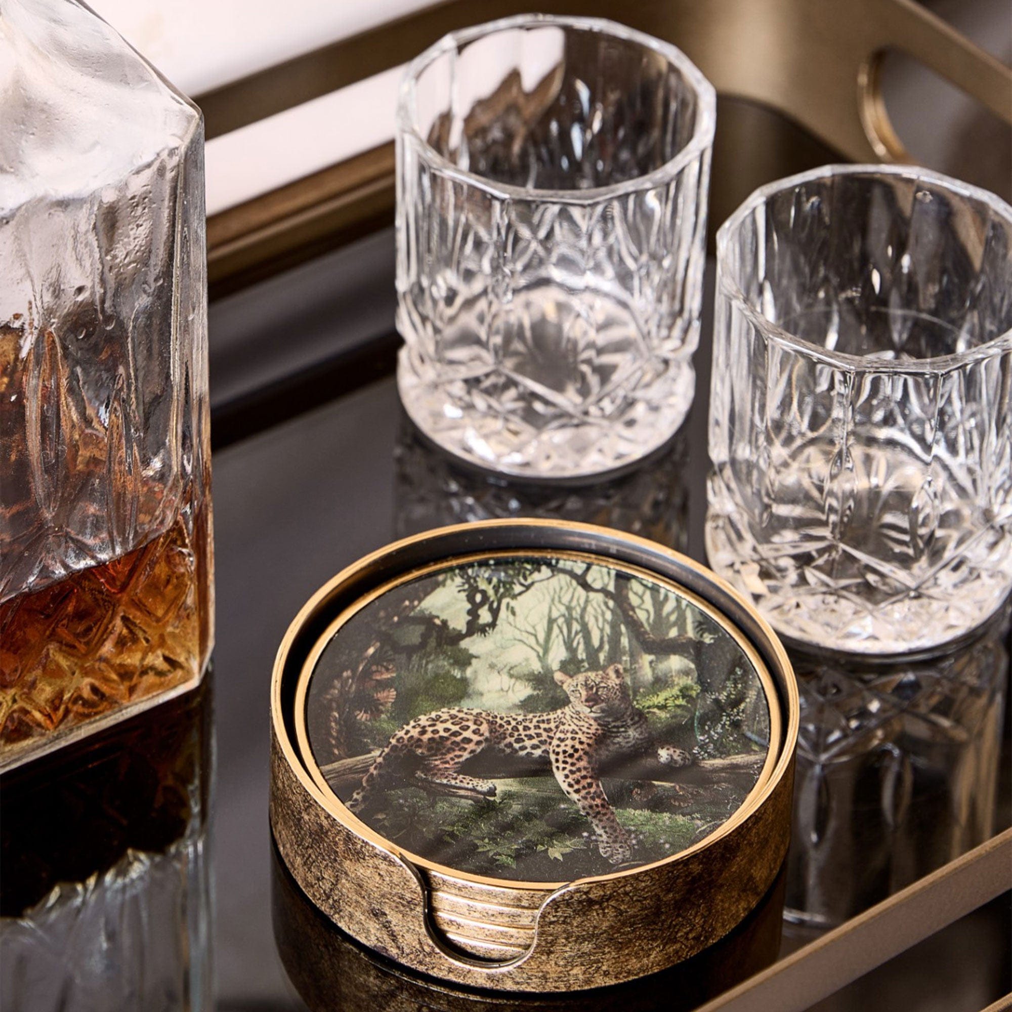 Lounging Leopard - Coasters, Set of 4