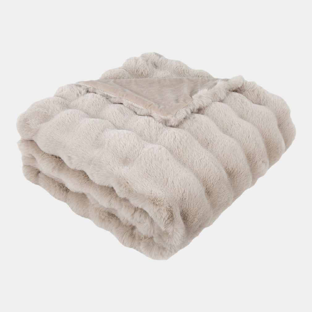 Glam - Beige Faux Fur Throw 150x200cm
